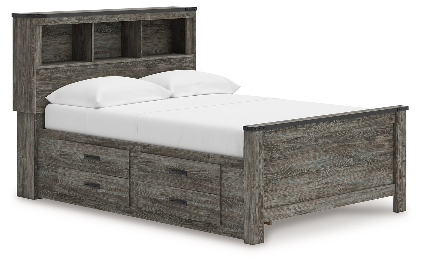 The Furniture Outlets - Ashley Furniture - Frandern Bedroom - Full Bookcase Panel Bed with Storage / Gray - B4480B9