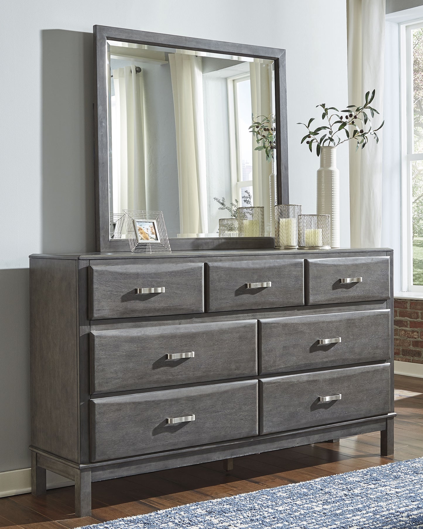 The Furniture Outlets - Ashley Furniture - Caitbrook Bedroom - Dresser and Mirror / Gray - B476B1