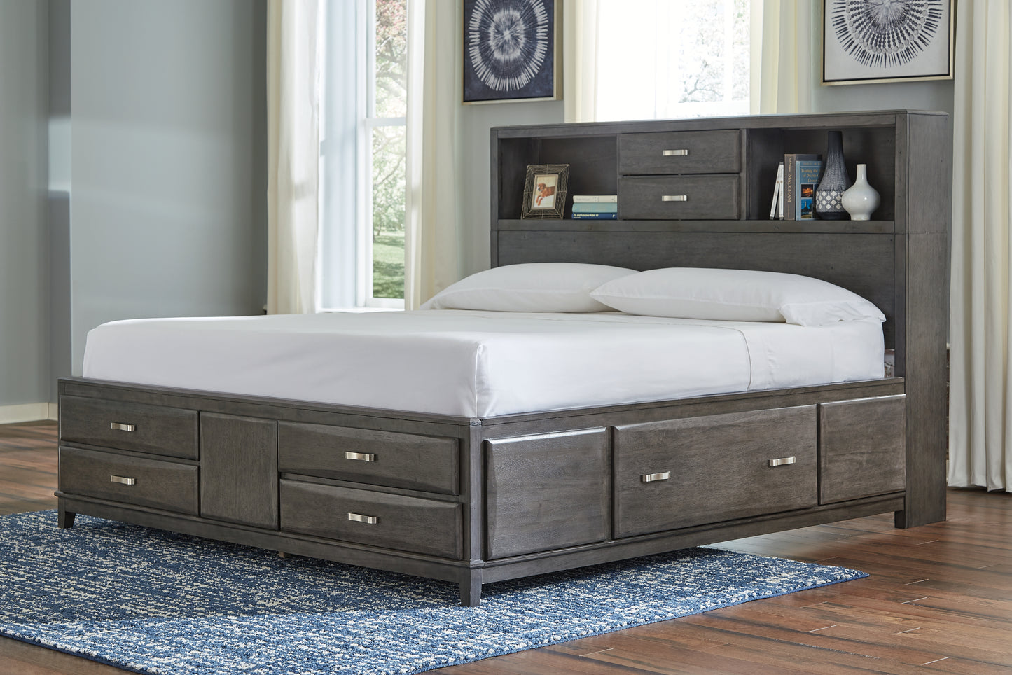 The Furniture Outlets - Ashley Furniture - Caitbrook Bedroom - Queen Storage Bed with 8 Drawers / Gray - B476B2