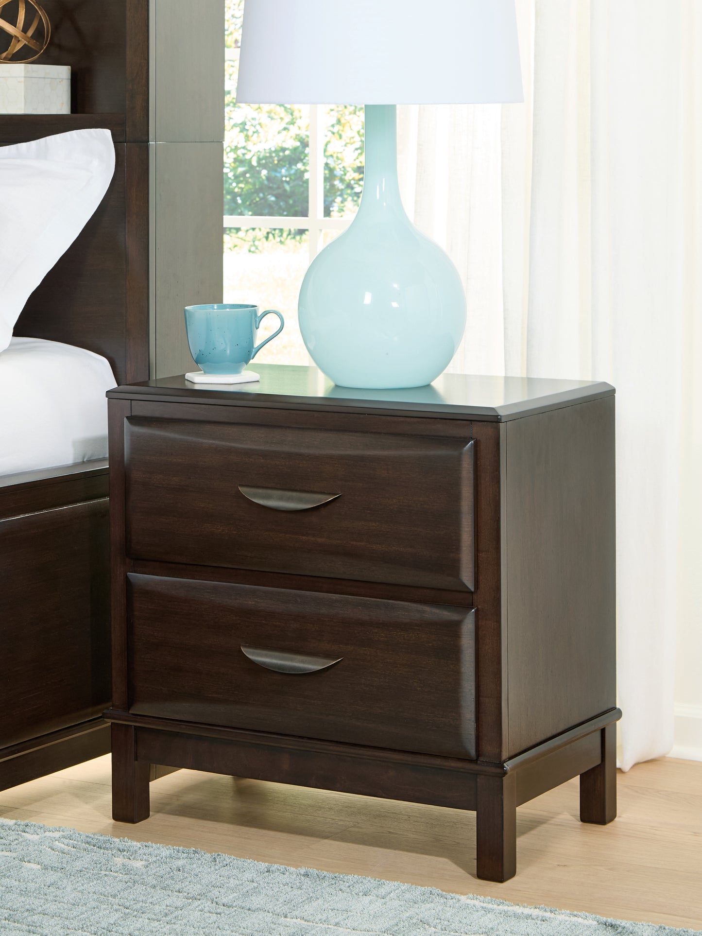 The Furniture Outlets - Ashley Furniture - Vanmore Bedroom - Two Drawer Night Stand / Dark Brown - B479-92