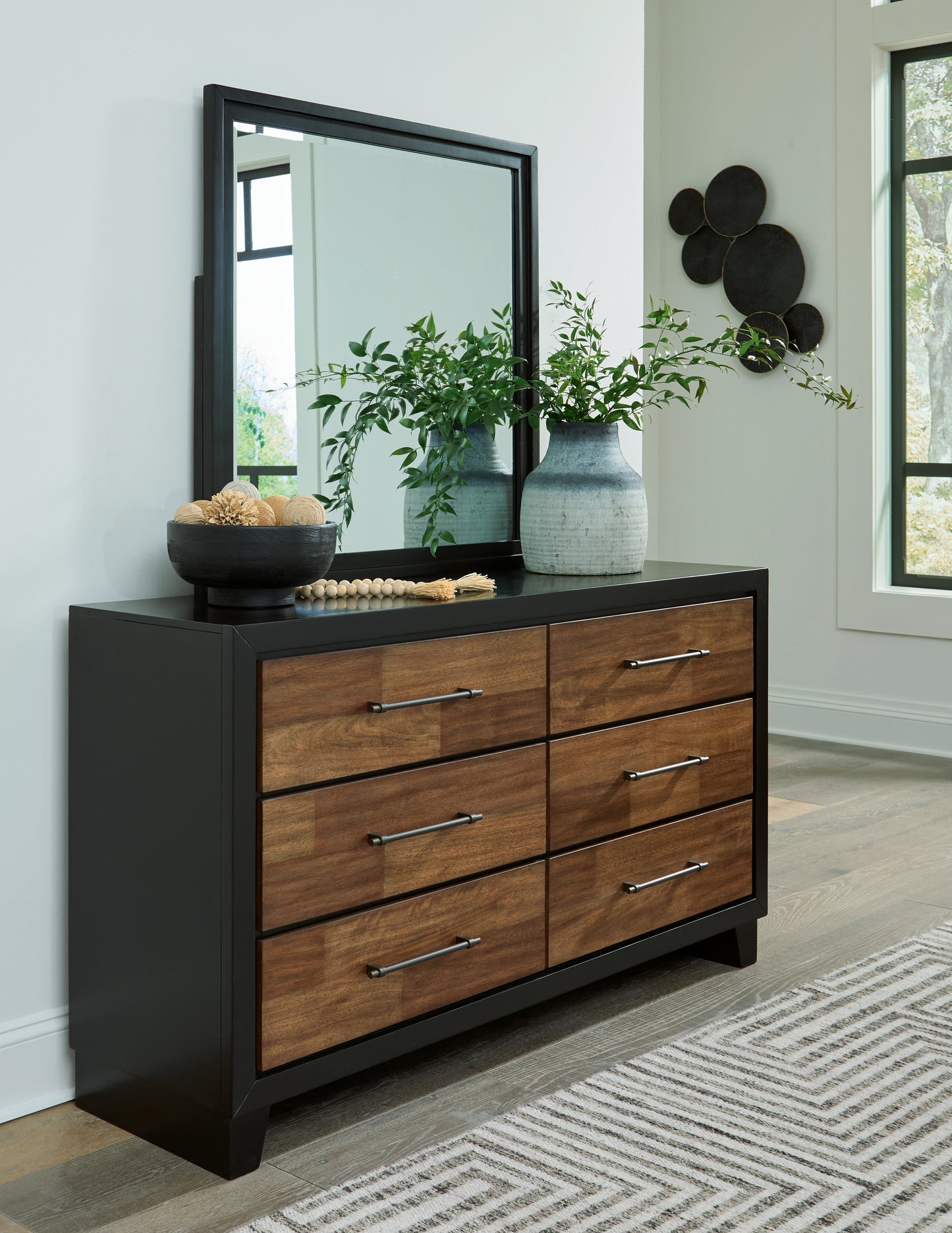 The Furniture Outlets - Ashley Furniture - Kraeburn Bedroom - Dresser and Mirror / Brown/Black - B496B1
