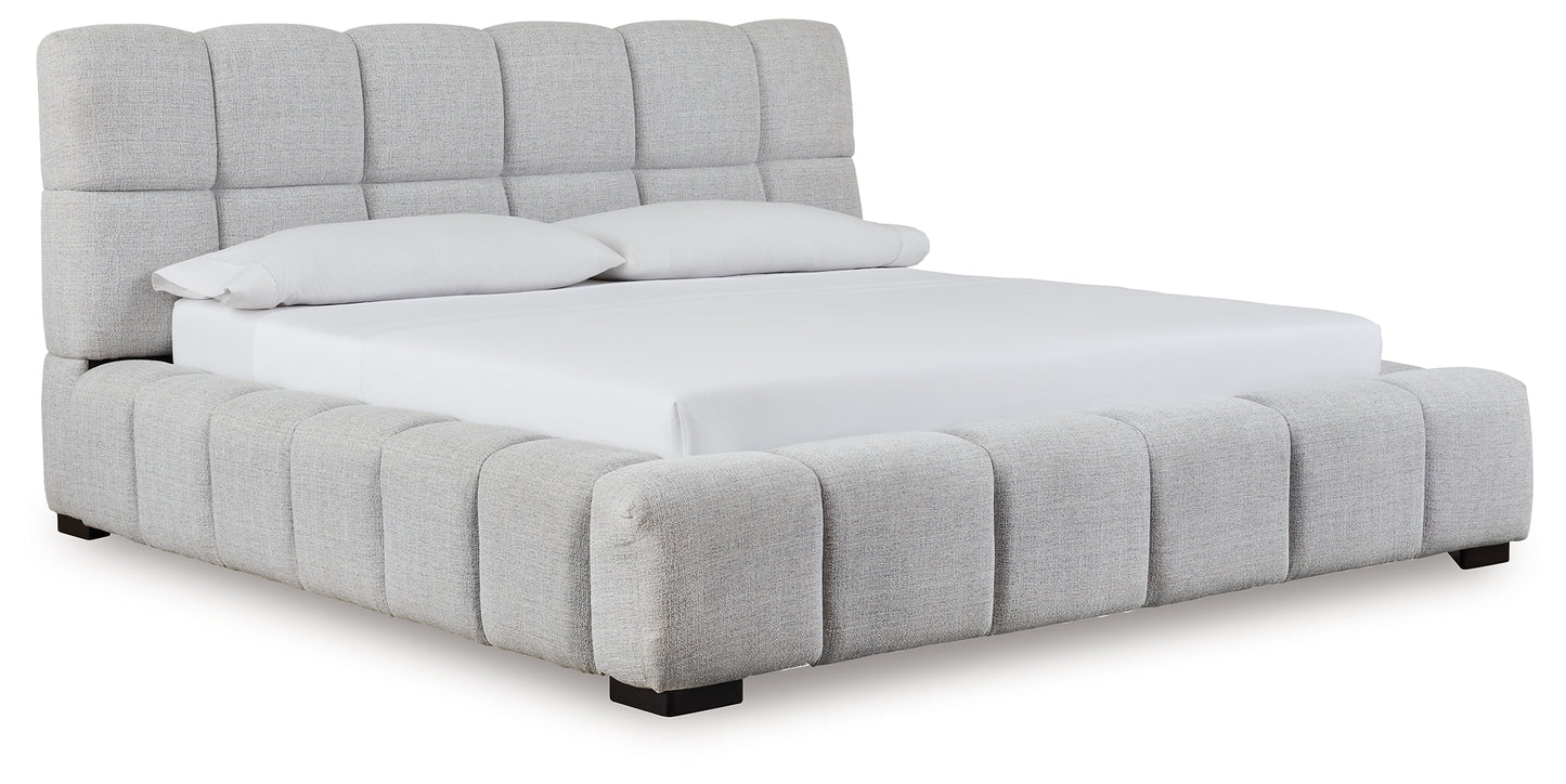The Furniture Outlets - Ashley Furniture - Grendusk Bedroom - King Upholstered Bed / Light Gray - PCB584B2