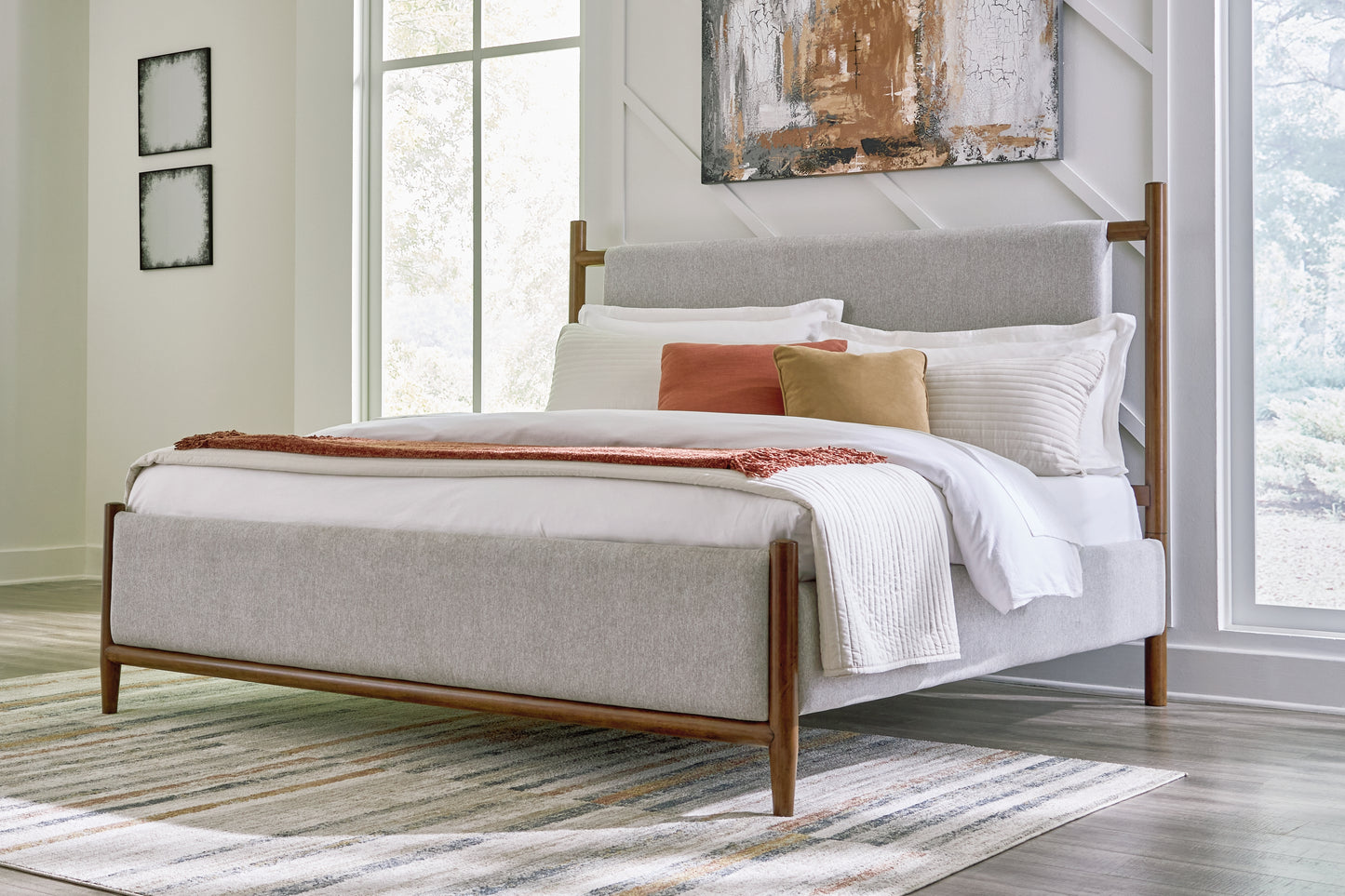 The Furniture Outlets - Ashley Furniture - Lyncott Bedroom - King Upholstered Bed / Brown - B615B6