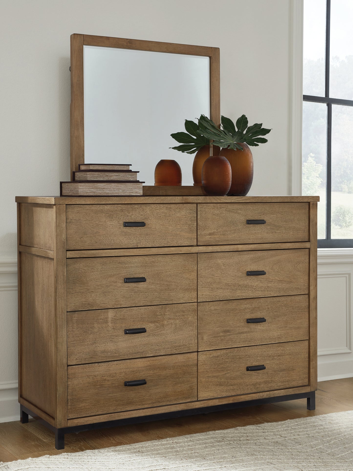 The Furniture Outlets - Ashley Furniture - Tomtyn Bedroom - Dresser and Mirror / Light Brown - B622B1