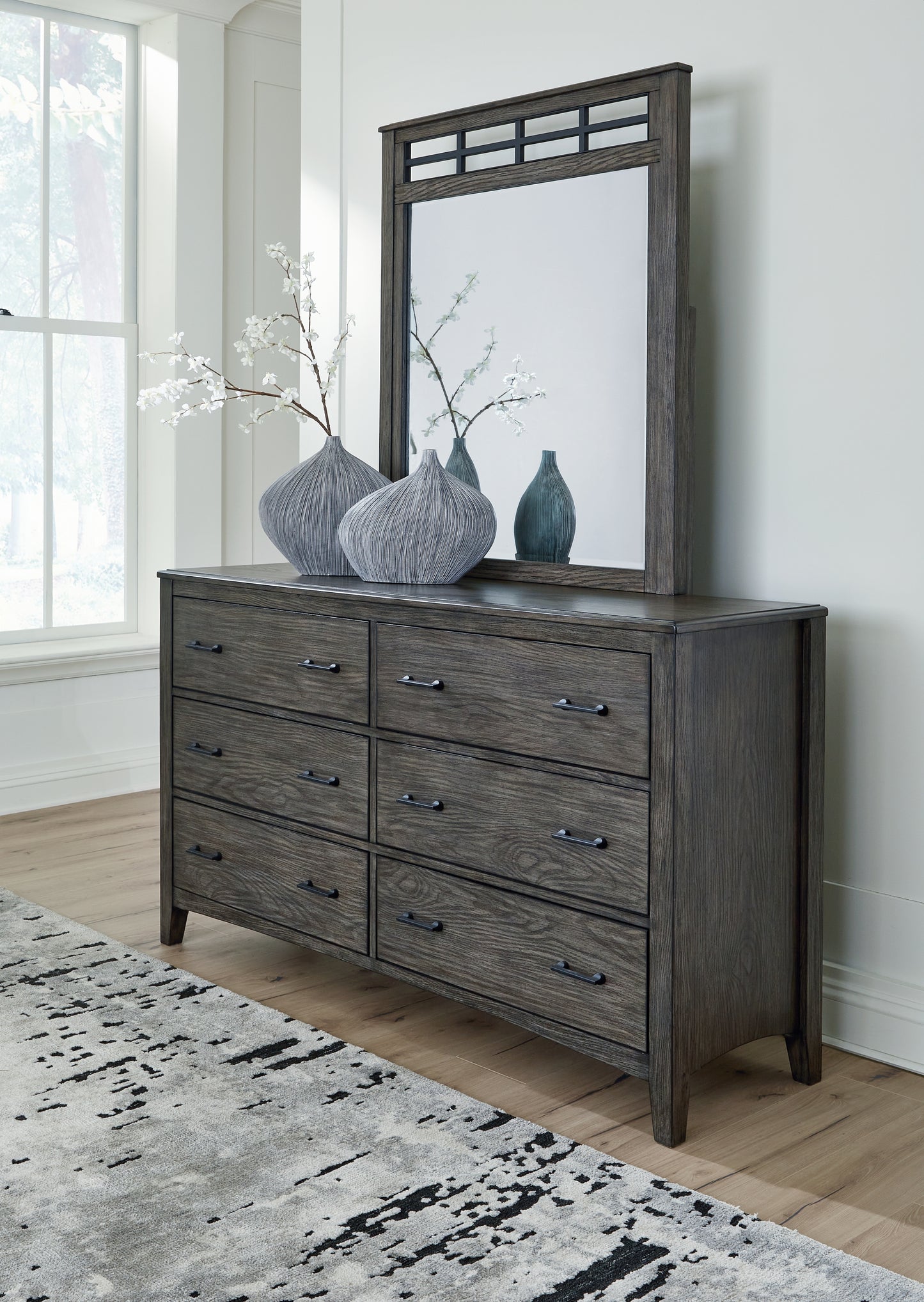 The Furniture Outlets - Ashley Furniture - Montillan Bedroom - Dresser and Mirror / Grayish Brown - B651B1