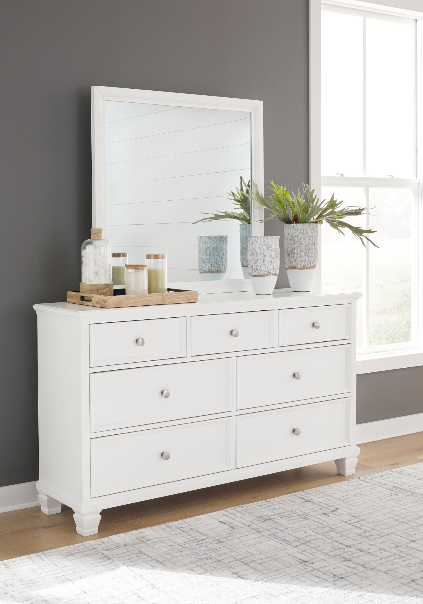 The Furniture Outlets - Ashley Furniture - Fortman Bedroom - Dresser and Mirror / White - B680B1