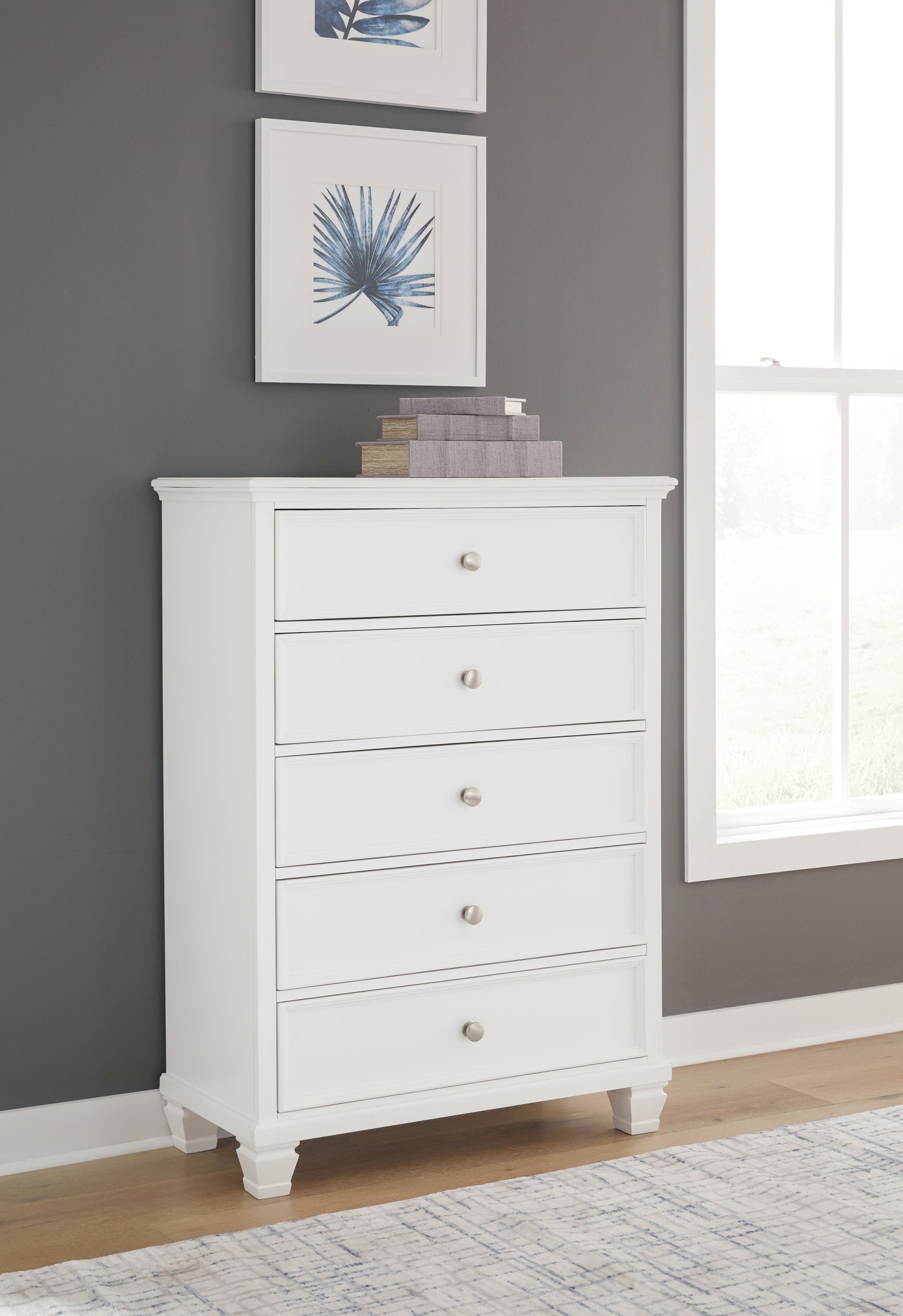 The Furniture Outlets - Ashley Furniture - Fortman Bedroom - Five Drawer Chest / White - B680-46