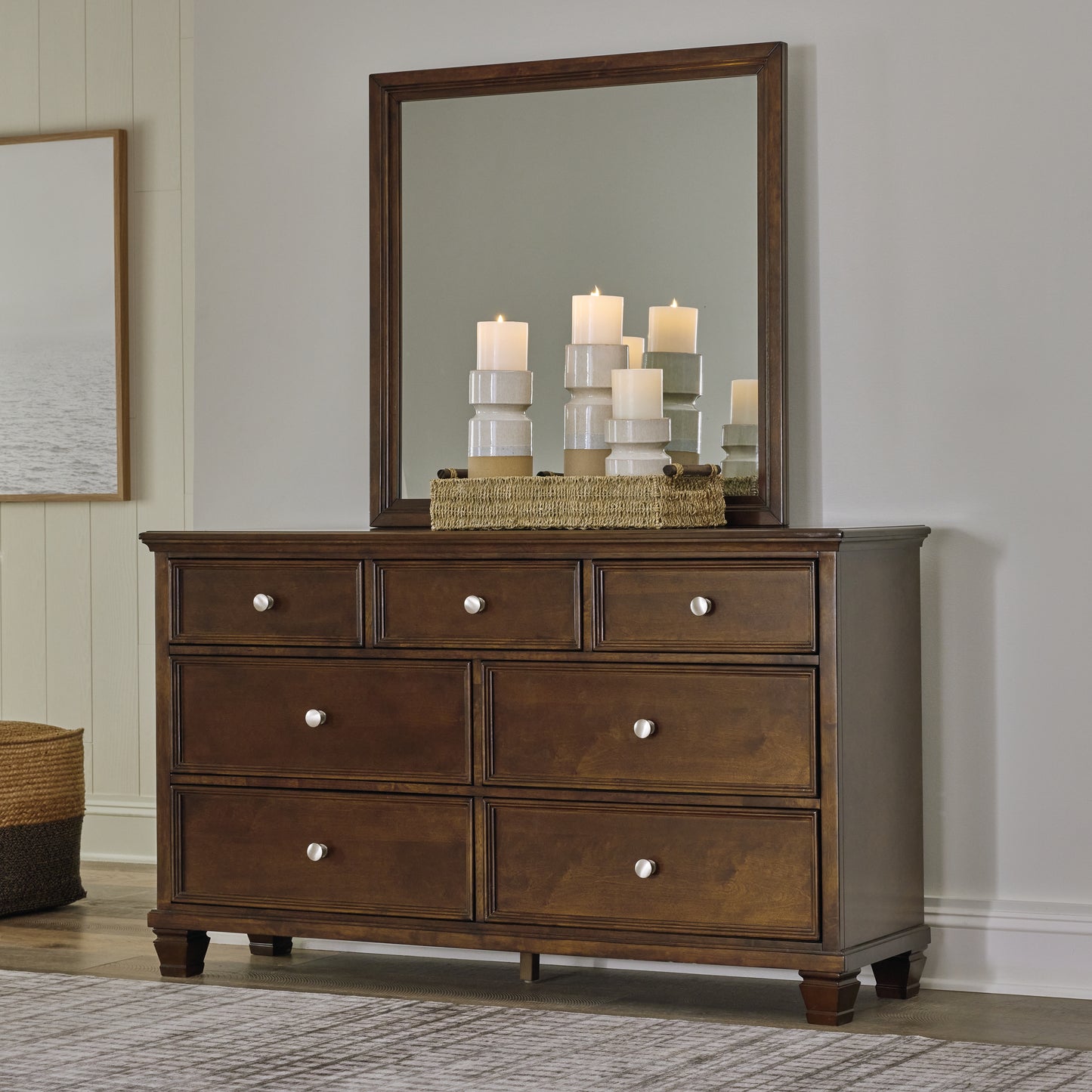 The Furniture Outlets - Ashley Furniture - Danabrin Bedroom - Dresser and Mirror / Brown - B685B1