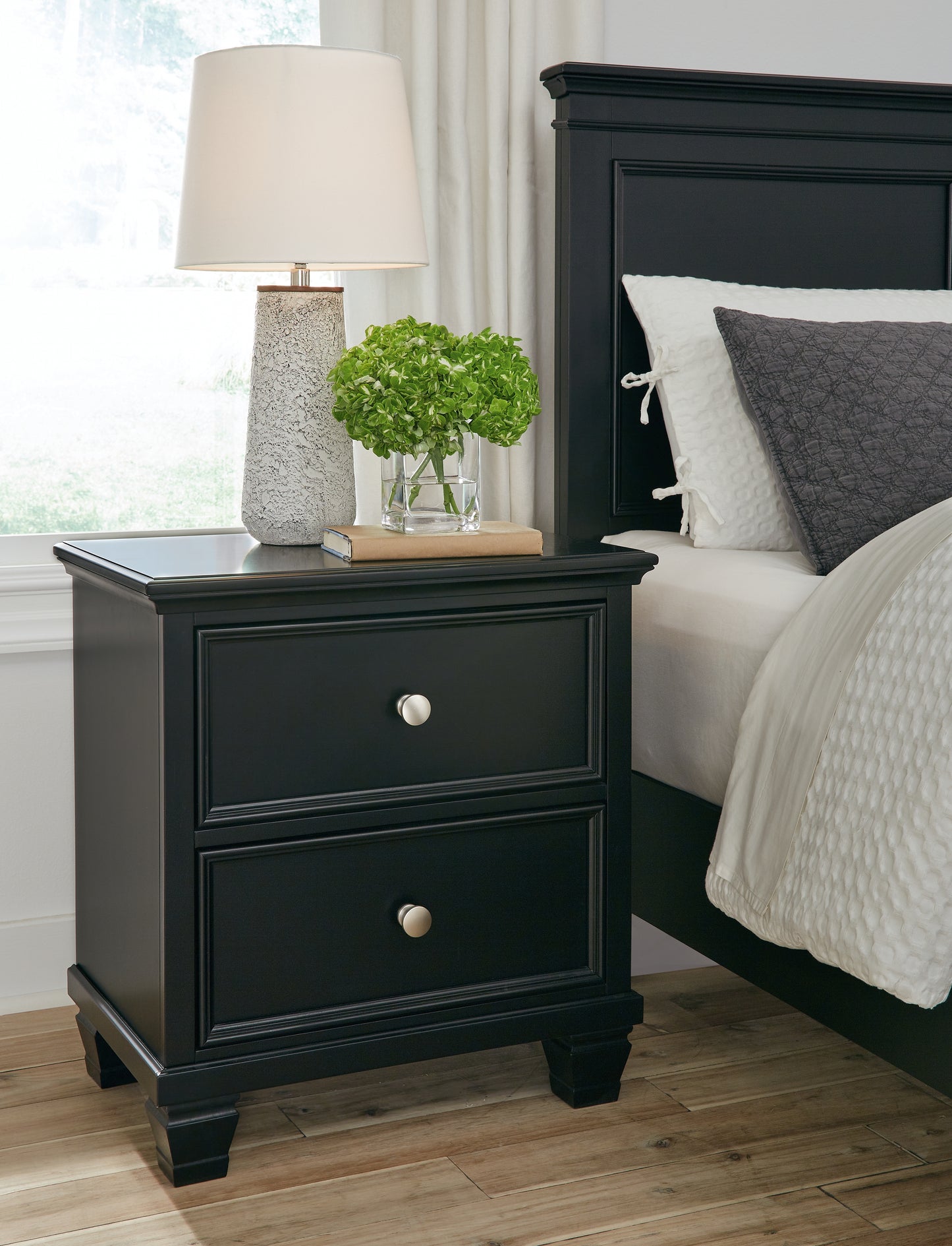 The Furniture Outlets - Ashley Furniture - Lanolee Bedroom - Two Drawer Night Stand / Black - B687-92
