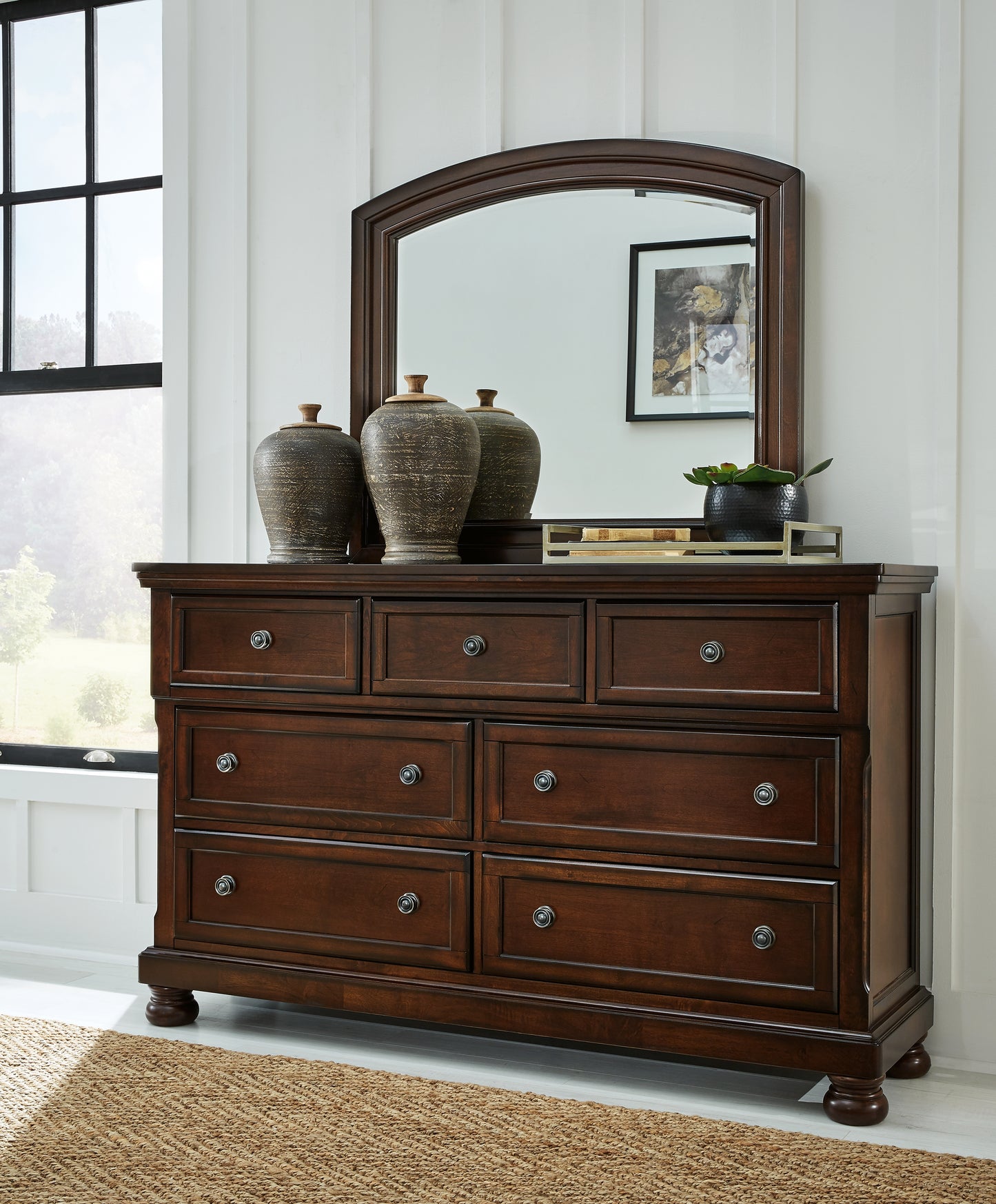 The Furniture Outlets - Ashley Furniture - Porter Bedroom - Dresser and Mirror / Rustic Brown - B697B1