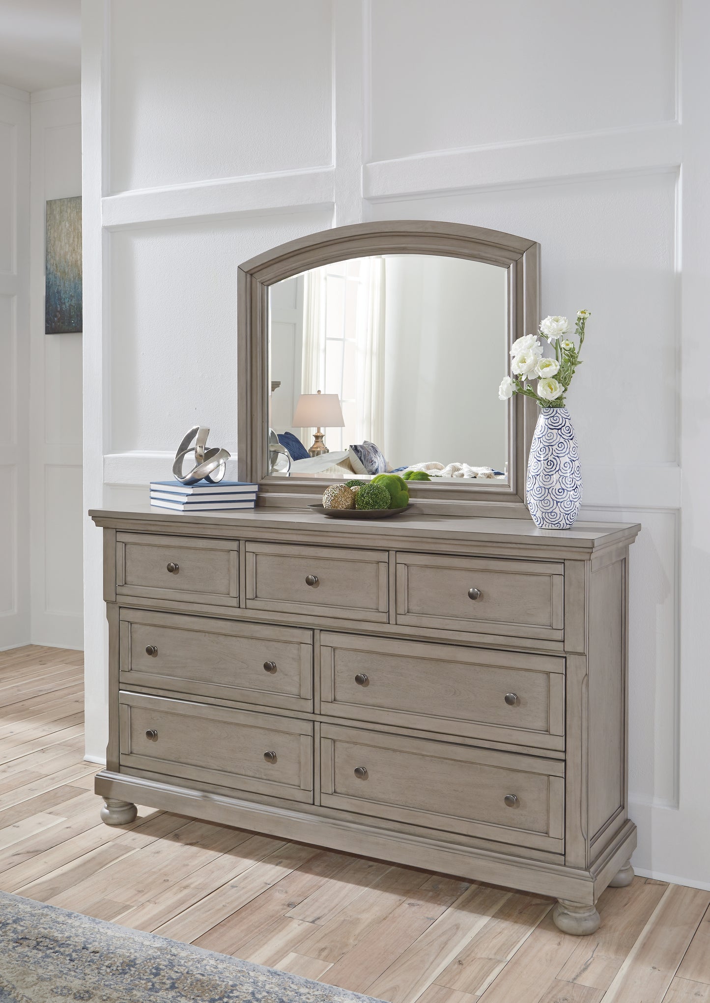 The Furniture Outlets - Ashley Furniture - Lettner Bedroom - Dresser and Mirror / Light Gray - B733B1