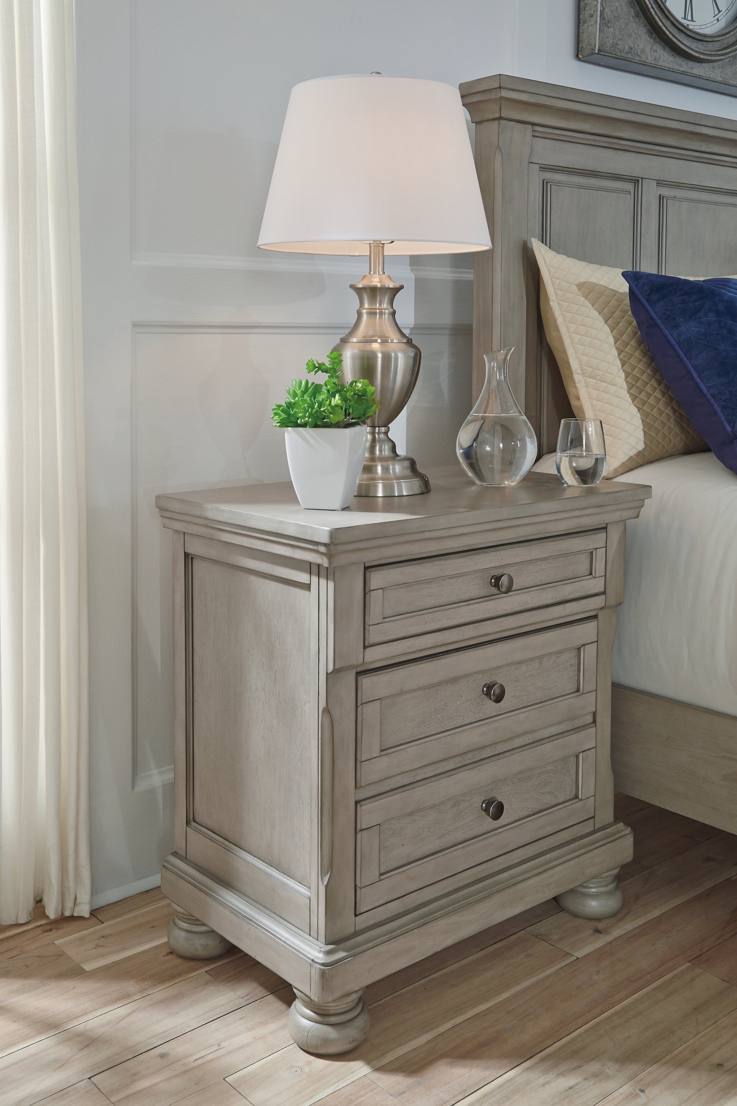 The Furniture Outlets - Ashley Furniture - Lettner Bedroom - Two Drawer Night Stand / Light Gray - B733-92