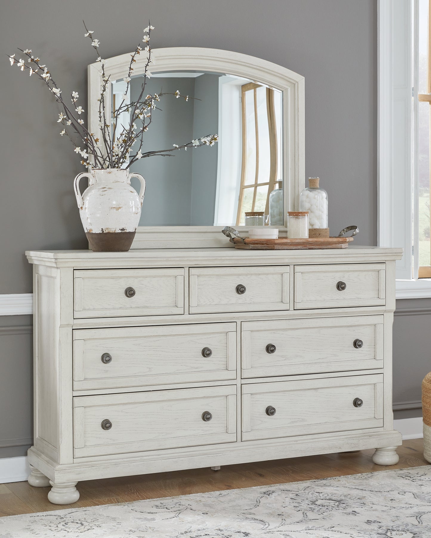 The Furniture Outlets - Ashley Furniture - Robbinsdale Bedroom - Dresser and Mirror / Antique White - B742B1