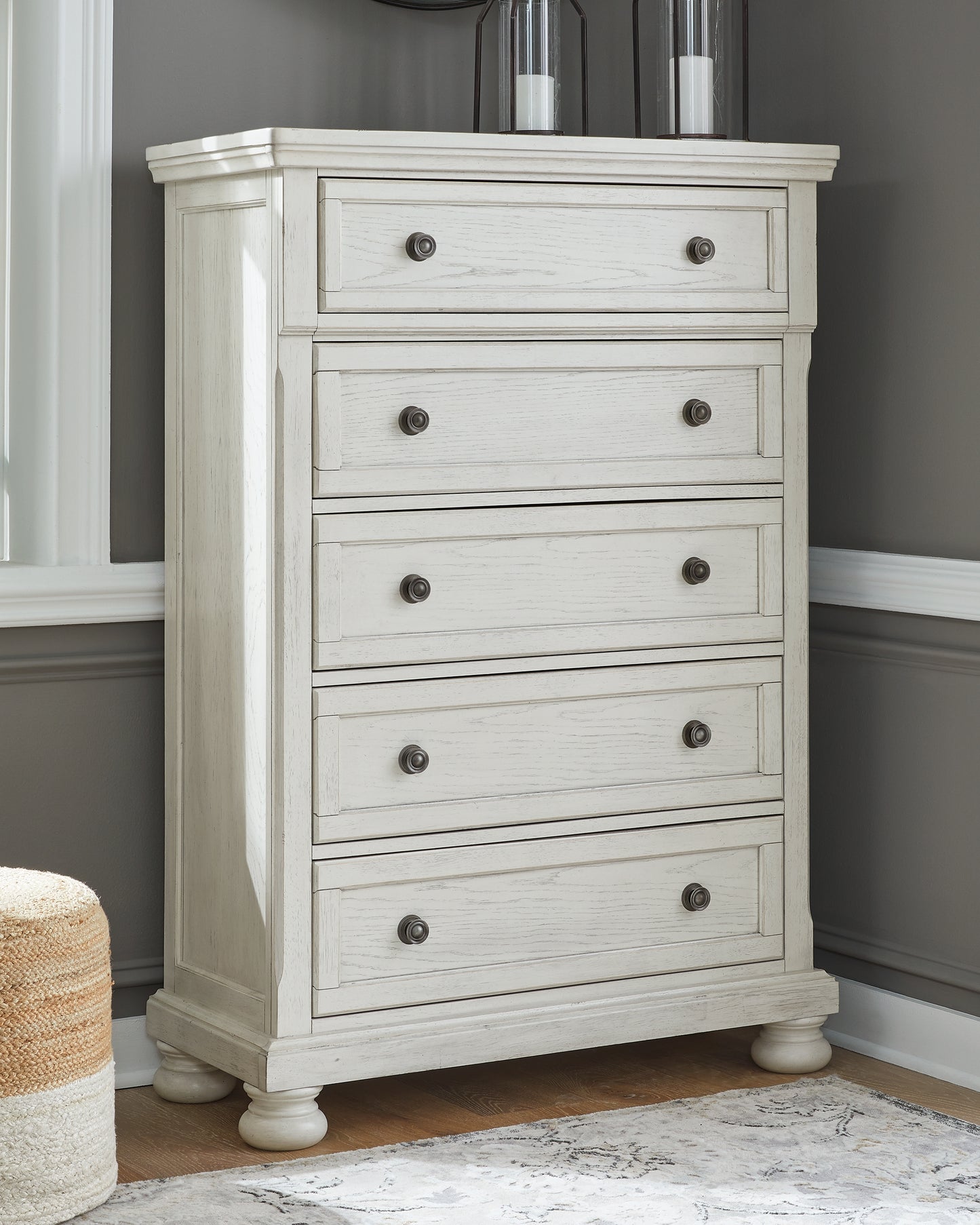 The Furniture Outlets - Ashley Furniture - Robbinsdale Bedroom - Five Drawer Chest / Antique White - B742-46