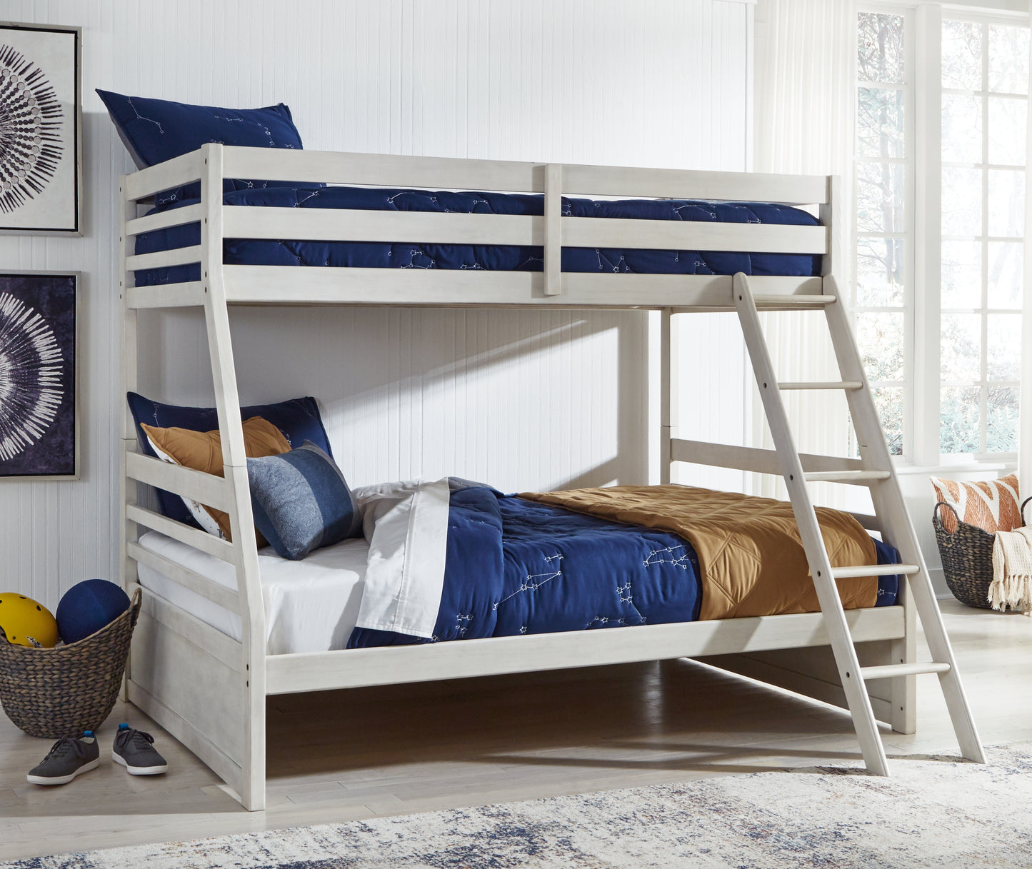 The Furniture Outlets - Ashley Furniture - Robbinsdale Bedroom - Twin over Full Bunk Bed / Antique White - B742B17