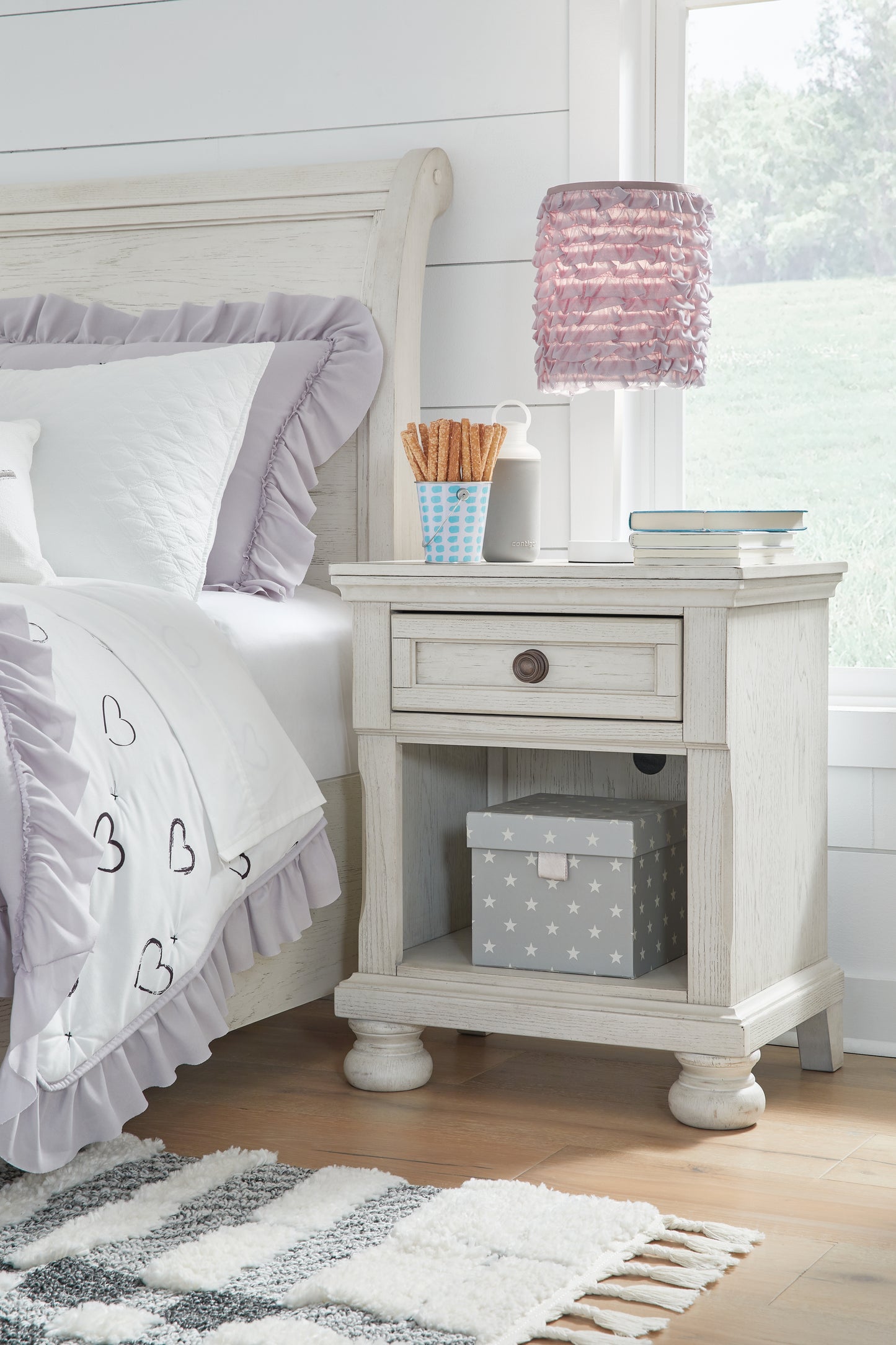 The Furniture Outlets - Ashley Furniture - Robbinsdale Bedroom - One Drawer Night Stand / Antique White - B742-91