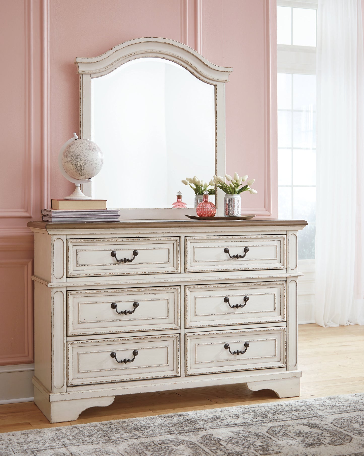 The Furniture Outlets - Ashley Furniture - Realyn Bedroom - Dresser and Mirror / Chipped White - B743B12