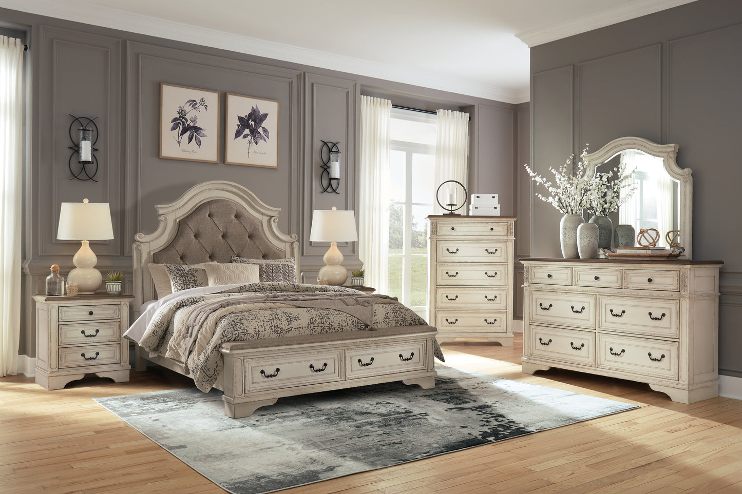 The Furniture Outlets - Ashley Furniture - Realyn Bedroom - Queen Upholstered Storage Bed / Two-tone - B743B18