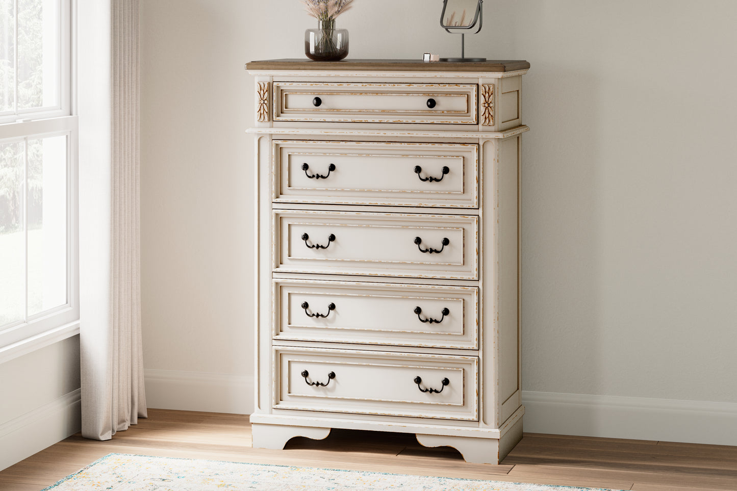 The Furniture Outlets - Ashley Furniture - Realyn Bedroom - Five Drawer Chest / Two-tone - B743-46
