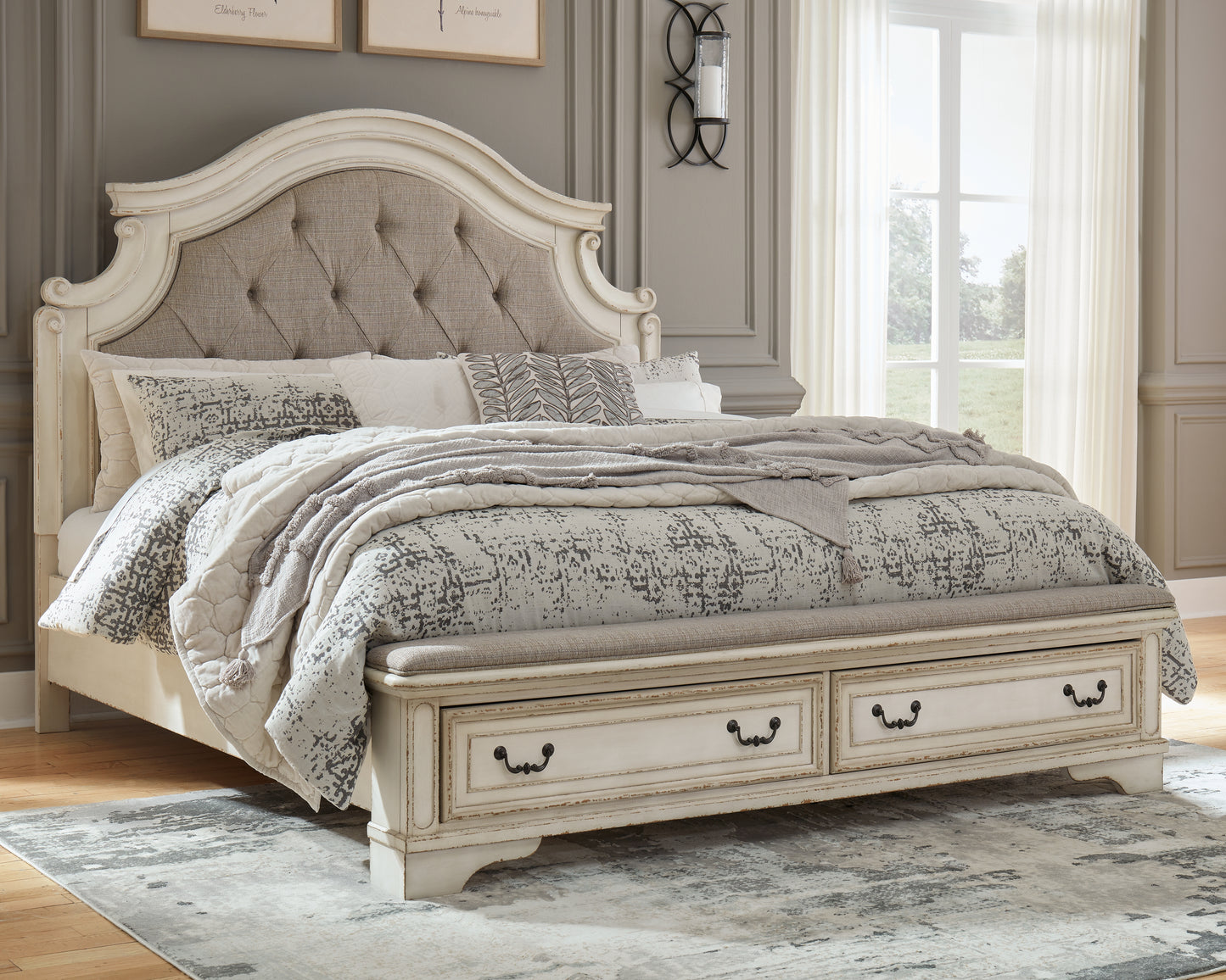 The Furniture Outlets - Ashley Furniture - Realyn Bedroom - California King Upholstered Storage Bed / Two-tone - B743B21