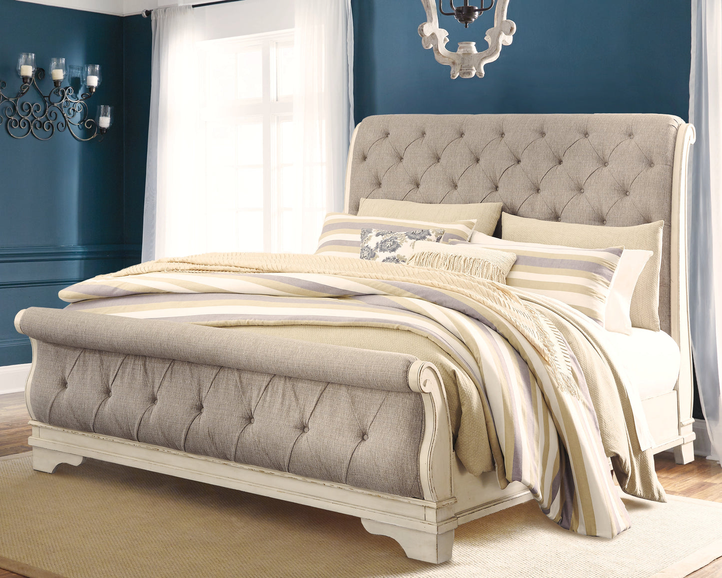 The Furniture Outlets - Ashley Furniture - Realyn Bedroom - California King Sleigh Bed / Chipped White - B743B10
