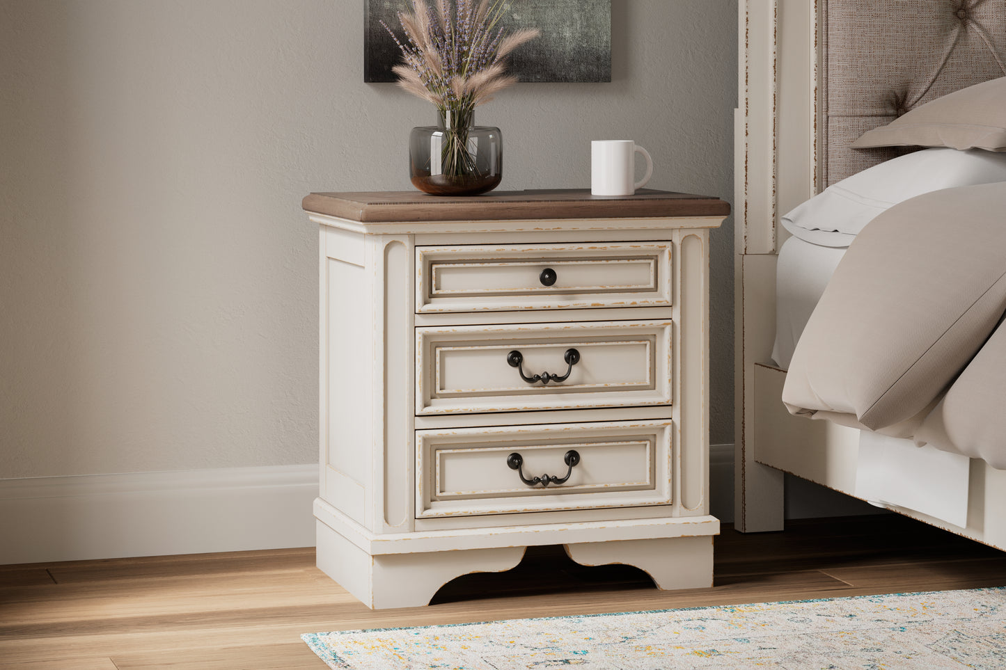 The Furniture Outlets - Ashley Furniture - Realyn Bedroom - Three Drawer Night Stand / Two-tone - B743-93