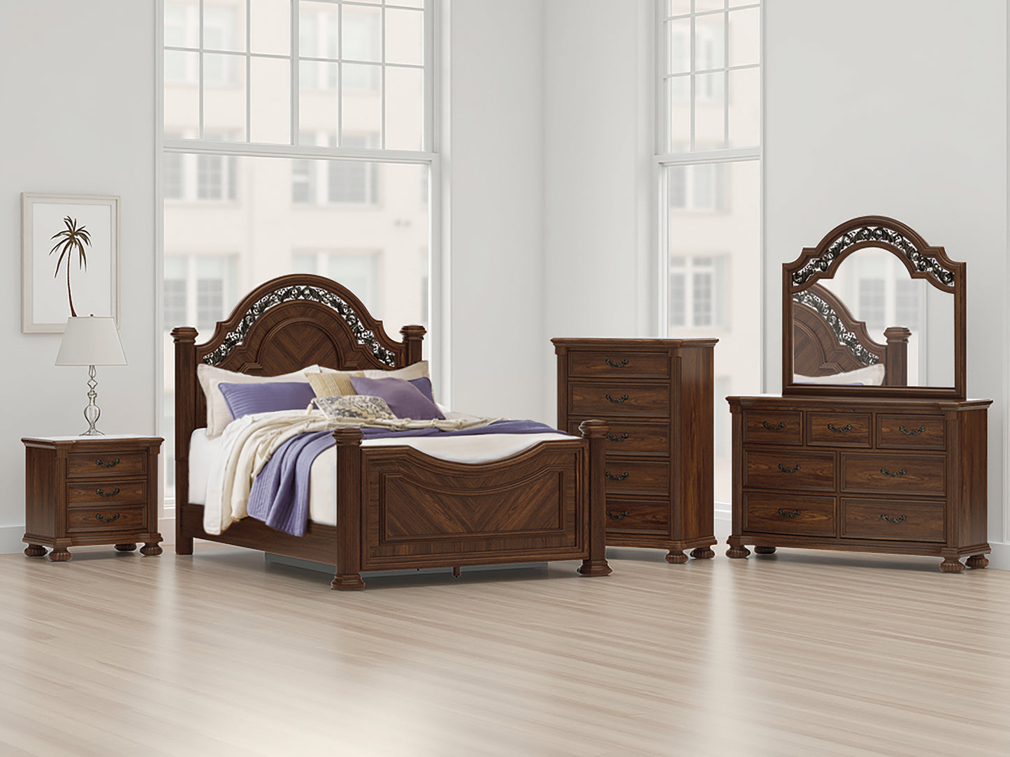 The Furniture Outlets - Ashley Furniture - Lavinton Bedroom - Queen Poster Bed / Brown - B764B5