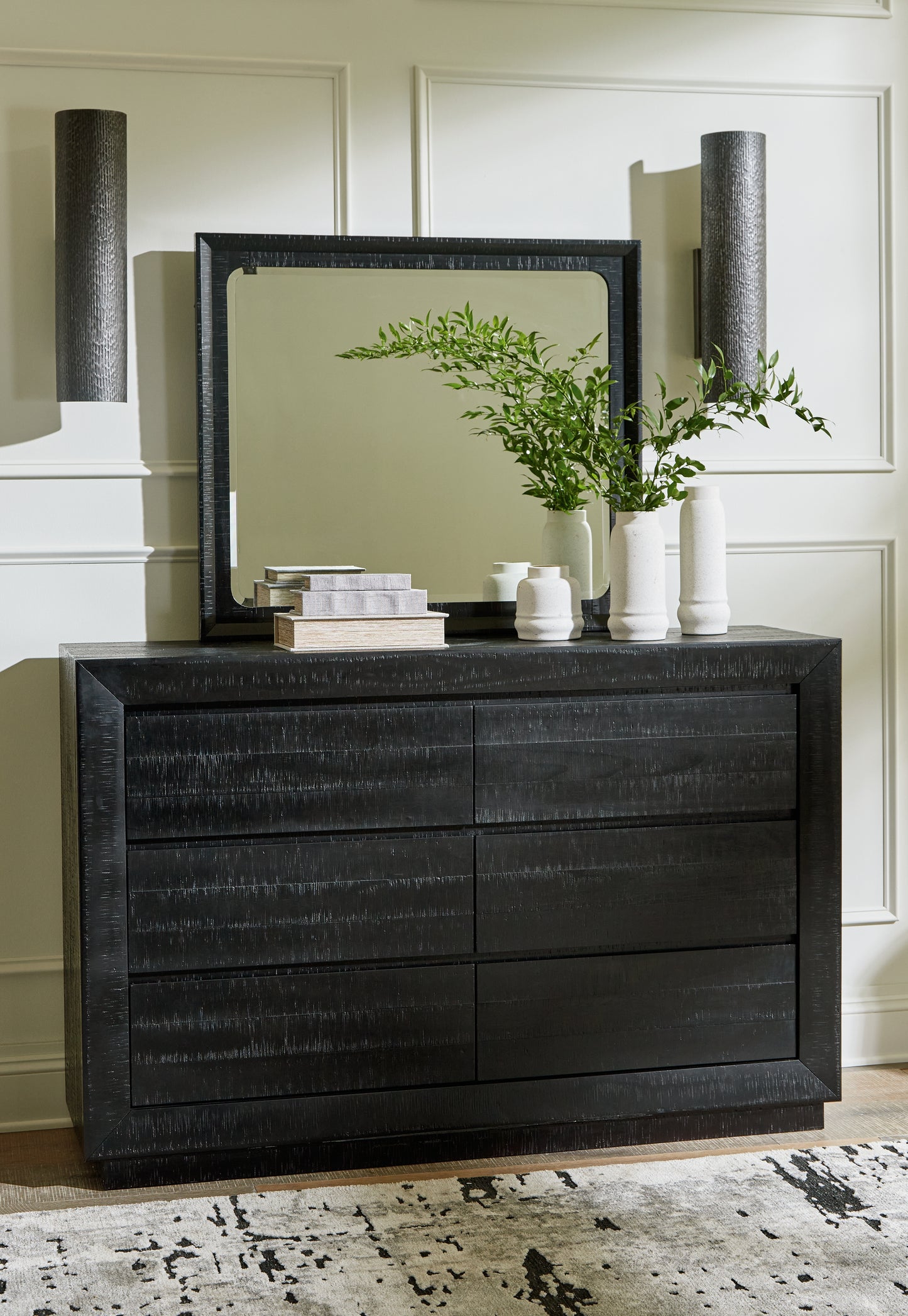 The Furniture Outlets - Ashley Furniture - Londer Bedroom - Dresser and Mirror / Black - B768B1