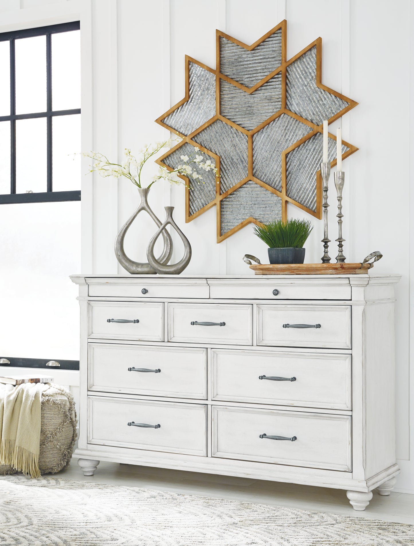 The Furniture Outlets - Ashley Furniture - Kanwyn Bedroom - Dresser / Whitewash - B777-31