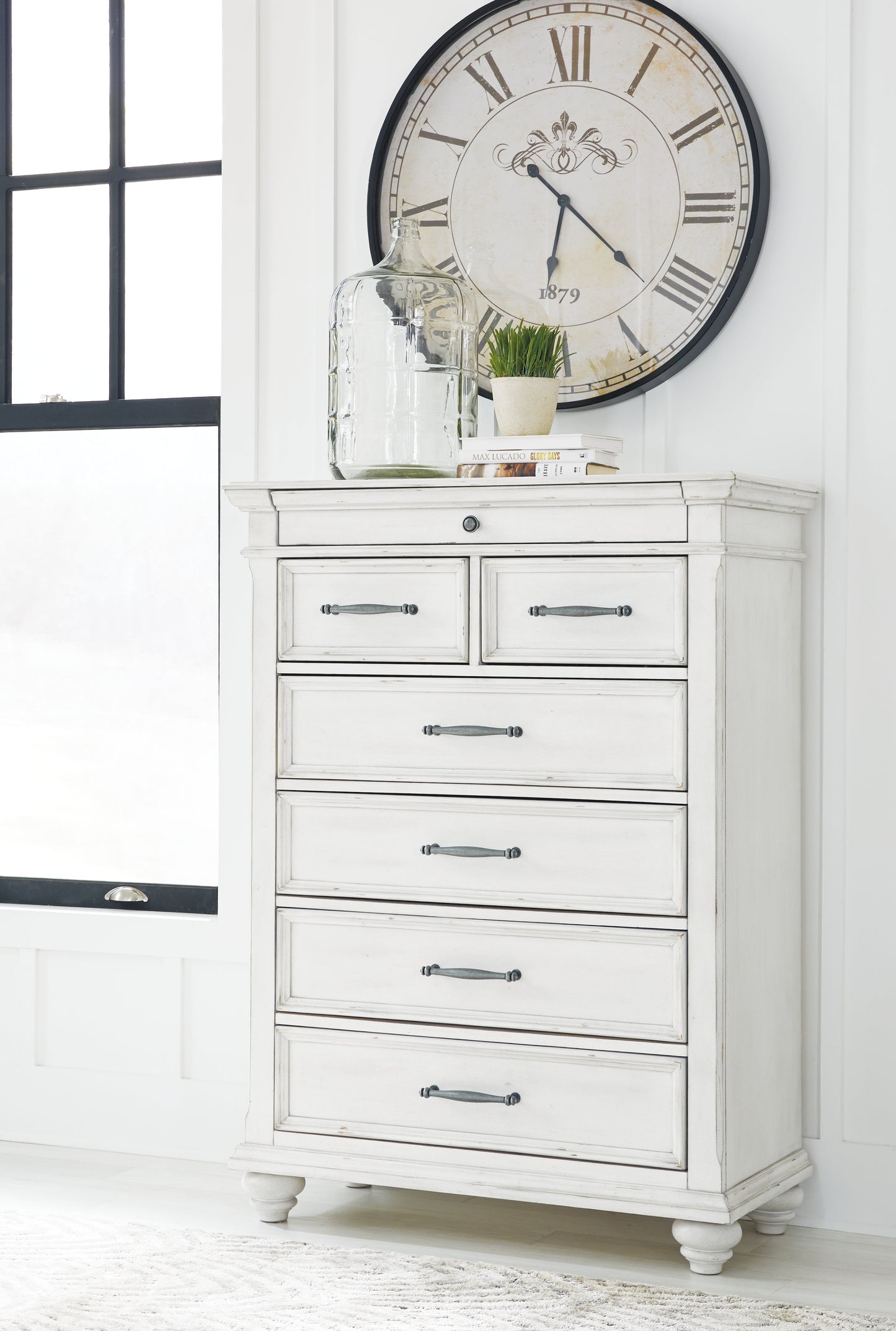 The Furniture Outlets - Ashley Furniture - Kanwyn Bedroom - Chest / Whitewash - B777-46