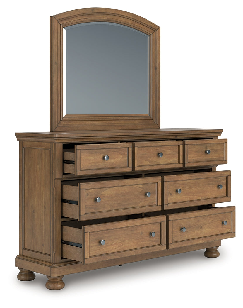The Furniture Outlets - Ashley Furniture - Feddinger Bedroom - Dresser and Mirror / Medium Brown - PCB779B1