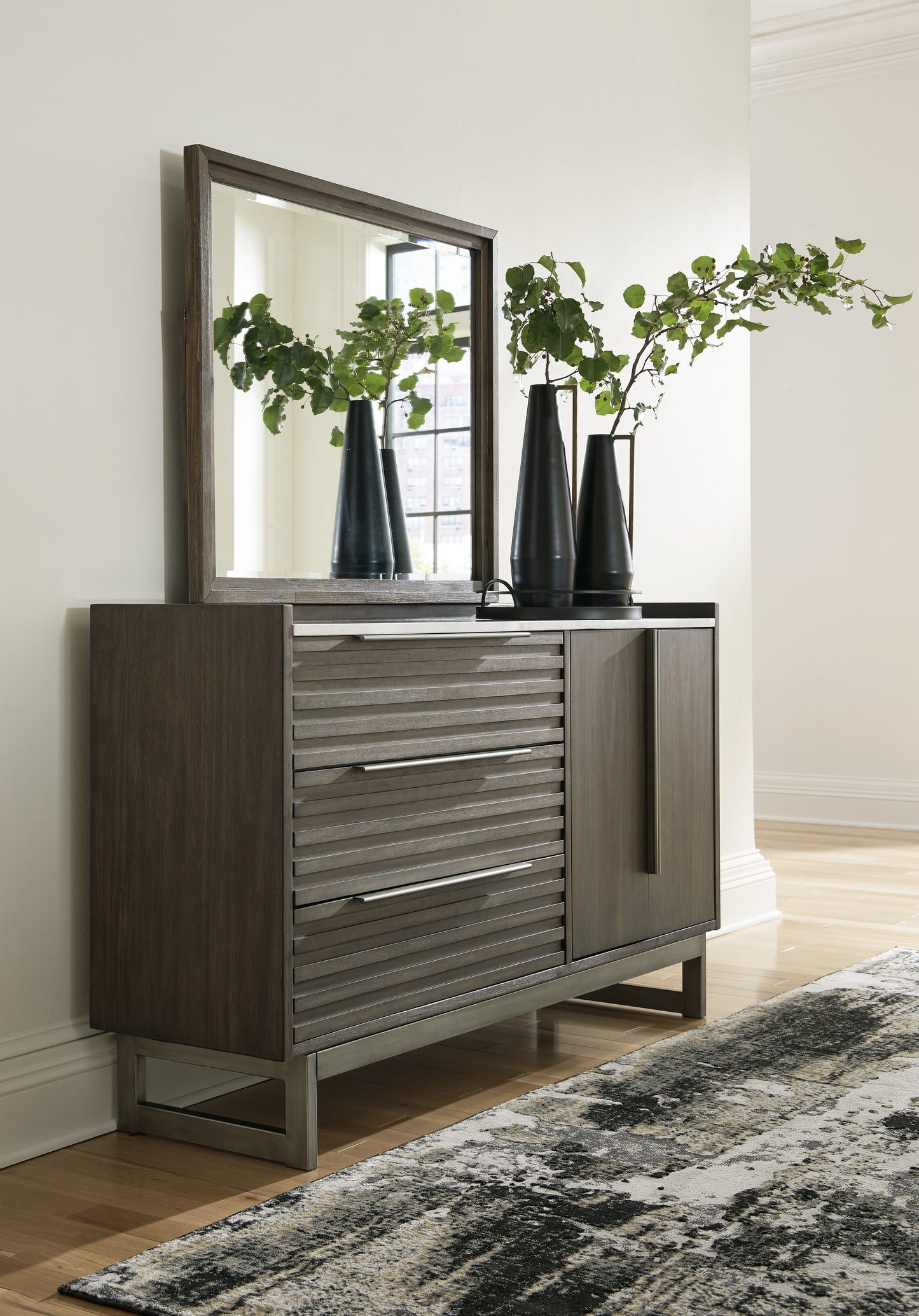 The Furniture Outlets - Ashley Furniture - Arkenton Bedroom - Dresser and Mirror / Grayish Brown - B786B1