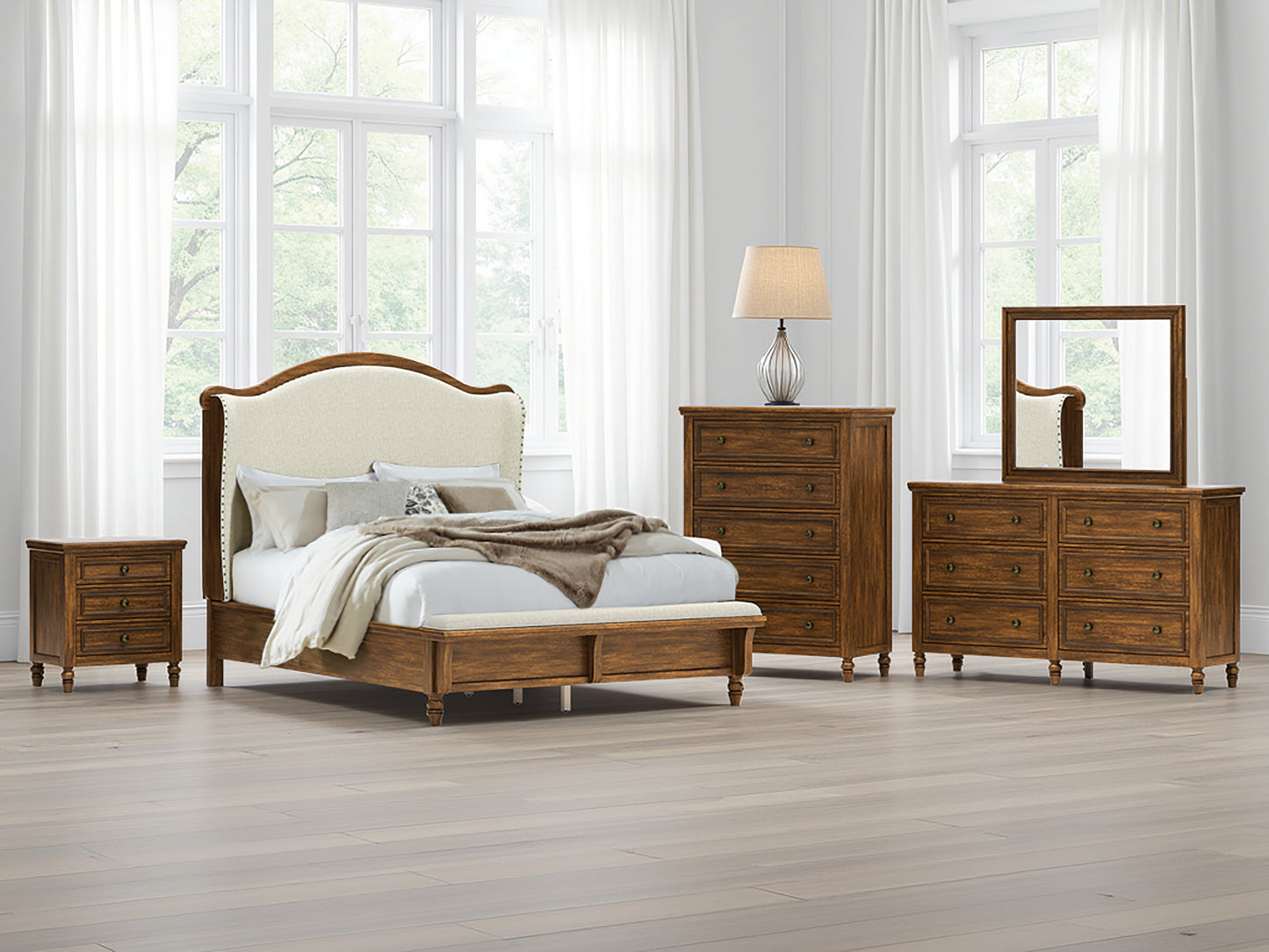 The Furniture Outlets - Ashley Furniture - Sturlayne Bedroom - Queen Upholstered Panel Bed / Brown - B787B2