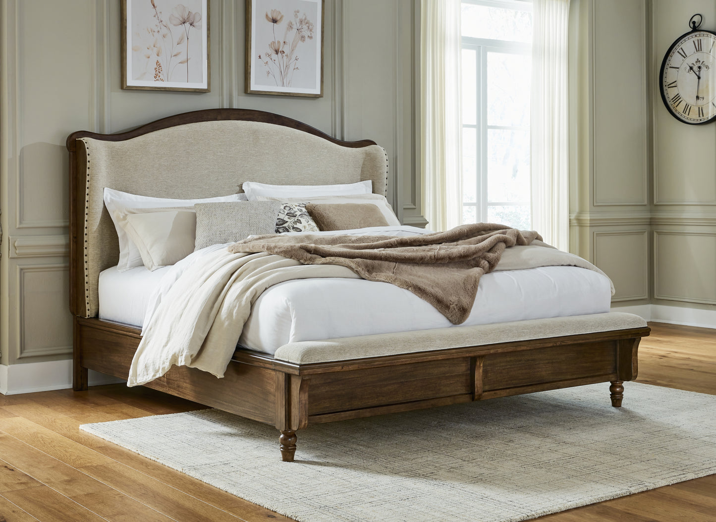 The Furniture Outlets - Ashley Furniture - Sturlayne Bedroom - California King Upholstered Panel Bed / Brown - B787B5