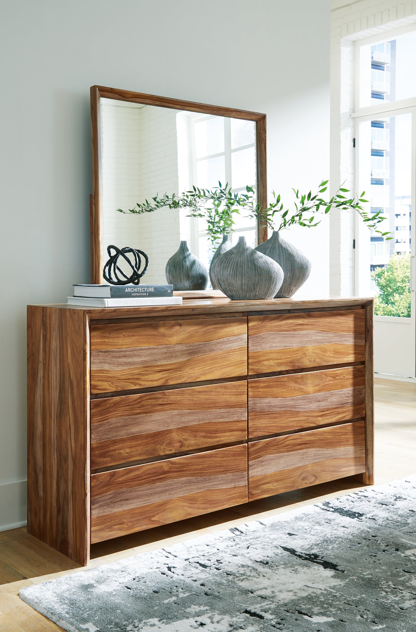 The Furniture Outlets - Ashley Furniture - Dressonni Bedroom - Dresser and Mirror / Brown - B790B1