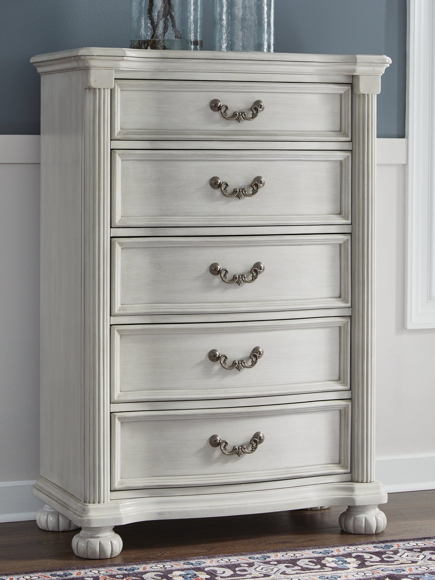 The Furniture Outlets - Ashley Furniture - Montelaine Bedroom - Five Drawer Chest / Antique White - B795-46