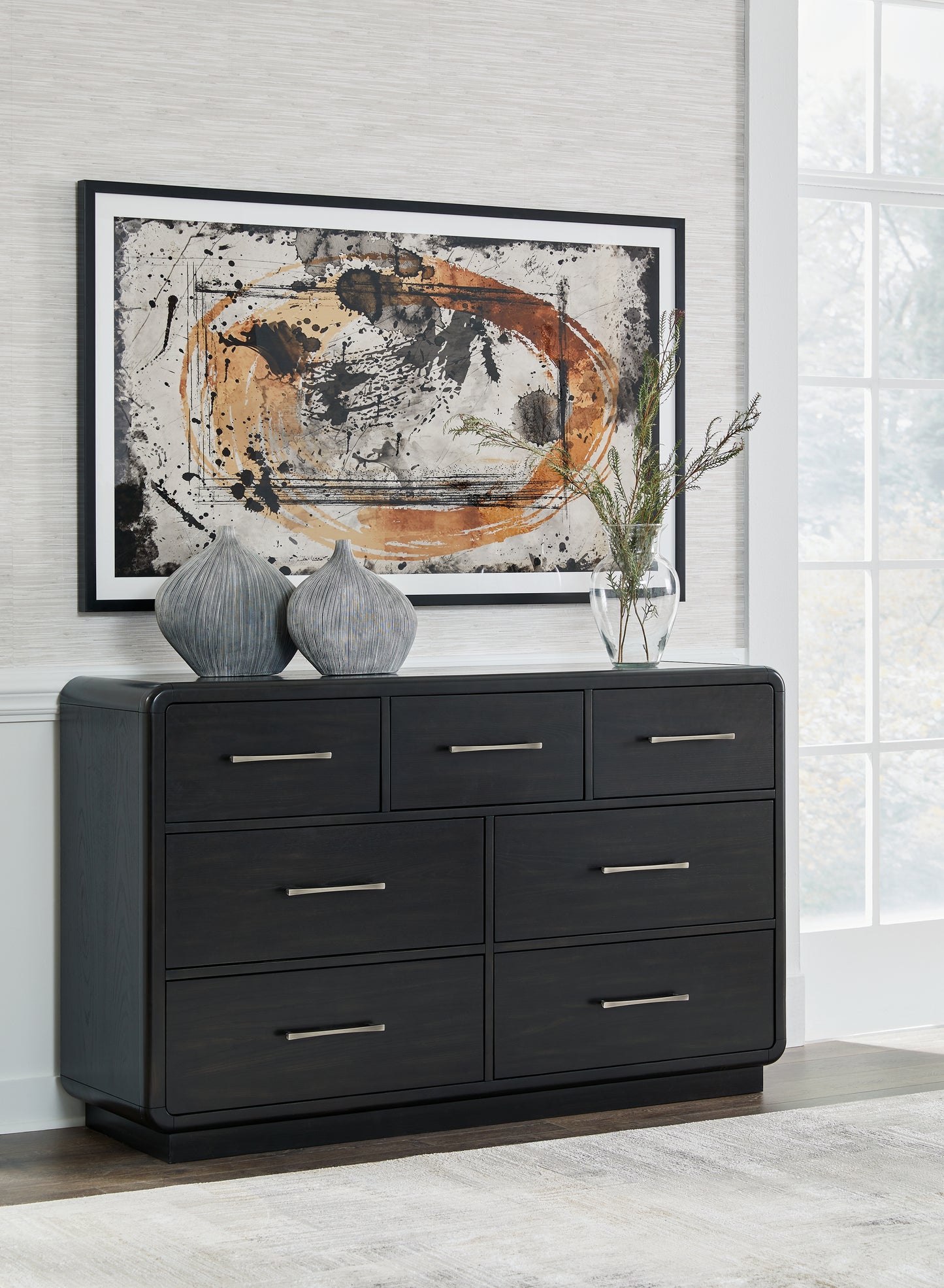 The Furniture Outlets - Ashley Furniture - Rowanbeck Bedroom - California King Upholstered Panel Bed / Gray/Black - B821B5