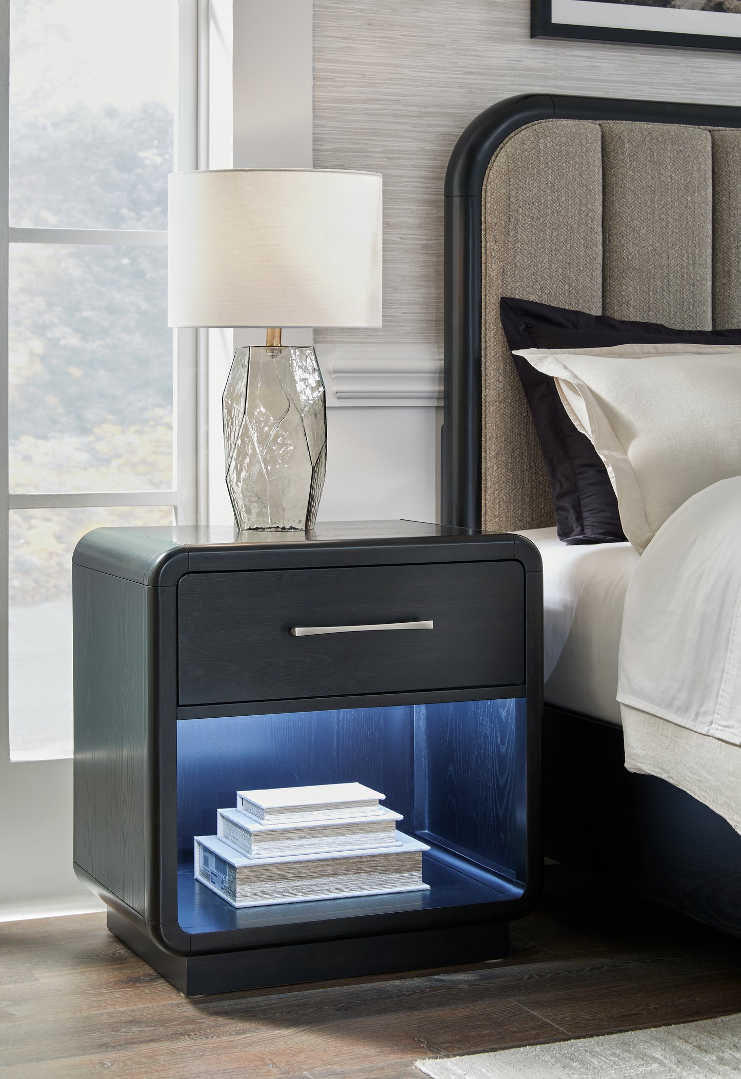 The Furniture Outlets - Ashley Furniture - Rowanbeck Bedroom - One Drawer Night Stand / Black - B821-91