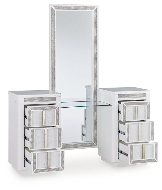 The Furniture Outlets - Ashley Furniture - Chalanna Vanity with Mirror - Vanity with Mirror / White - B822B7