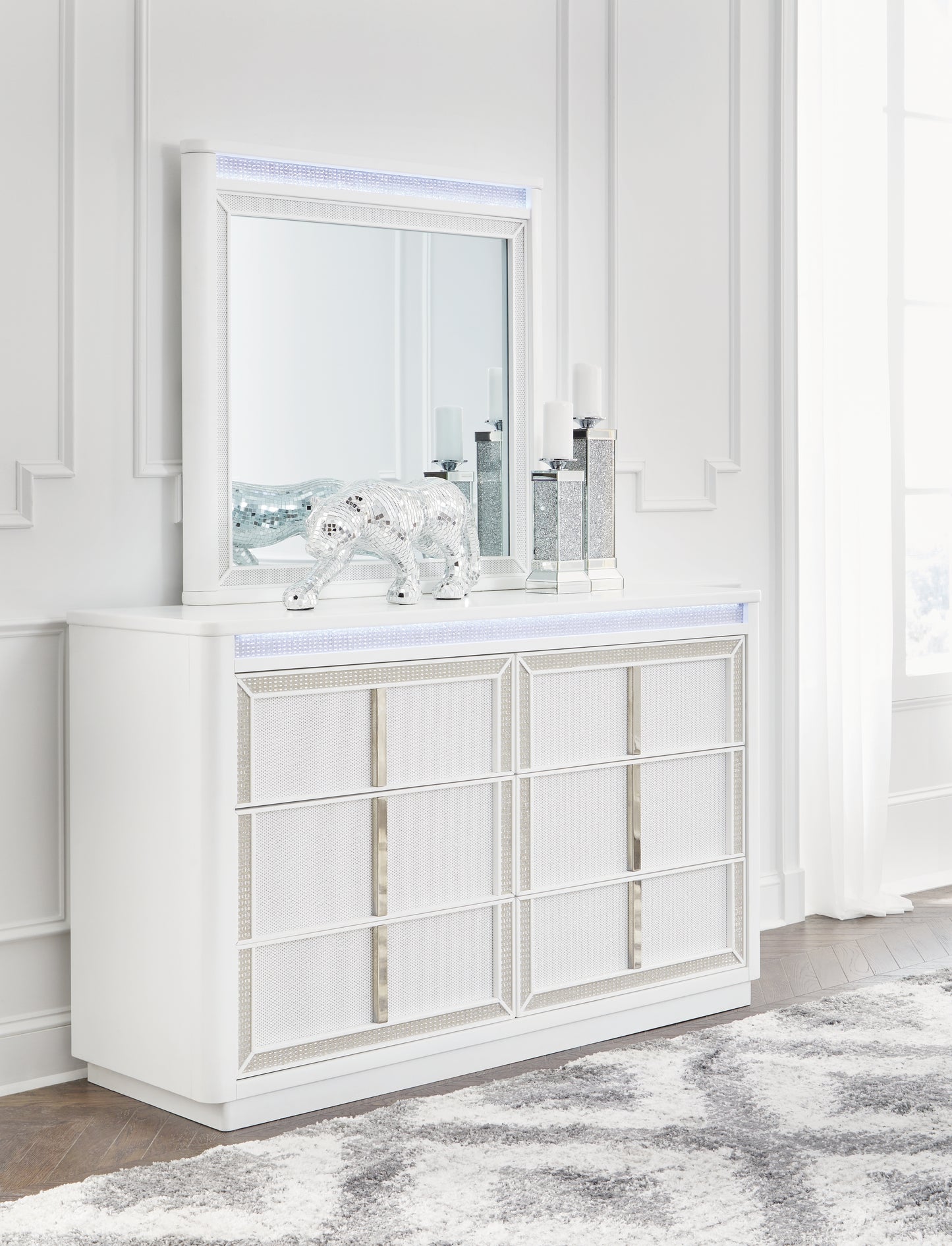 The Furniture Outlets - Ashley Furniture - Chalanna Bedroom - Dresser and Mirror / White - B822B1