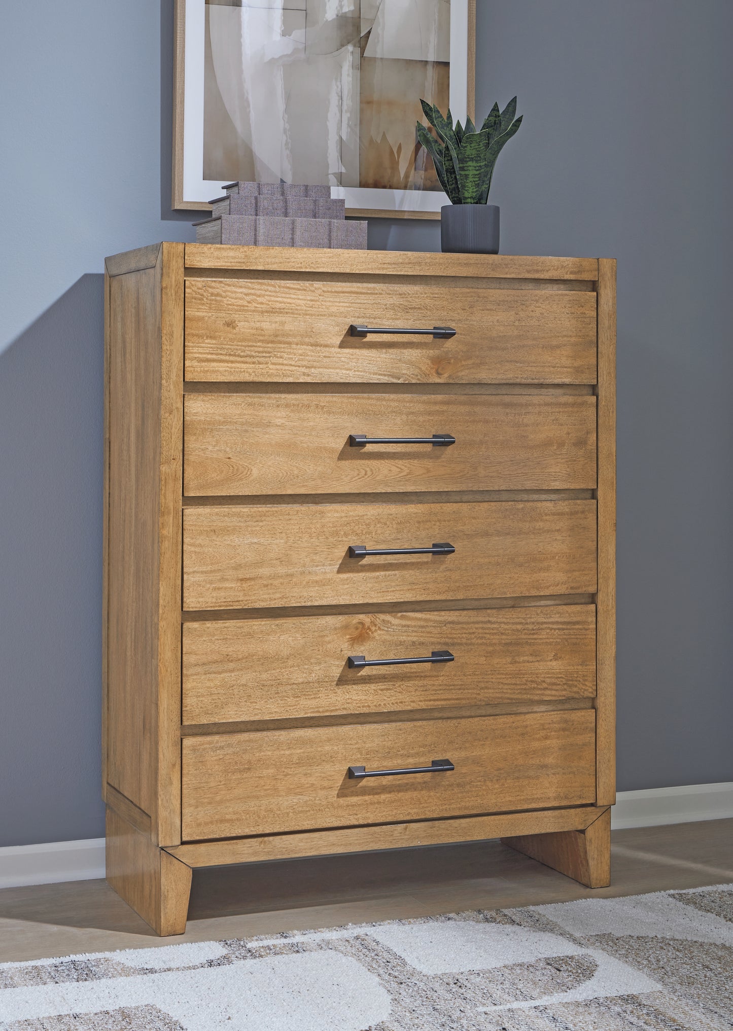 The Furniture Outlets - Ashley Furniture - Sherbana Bedroom - Five Drawer Chest / Light Brown - B833-46
