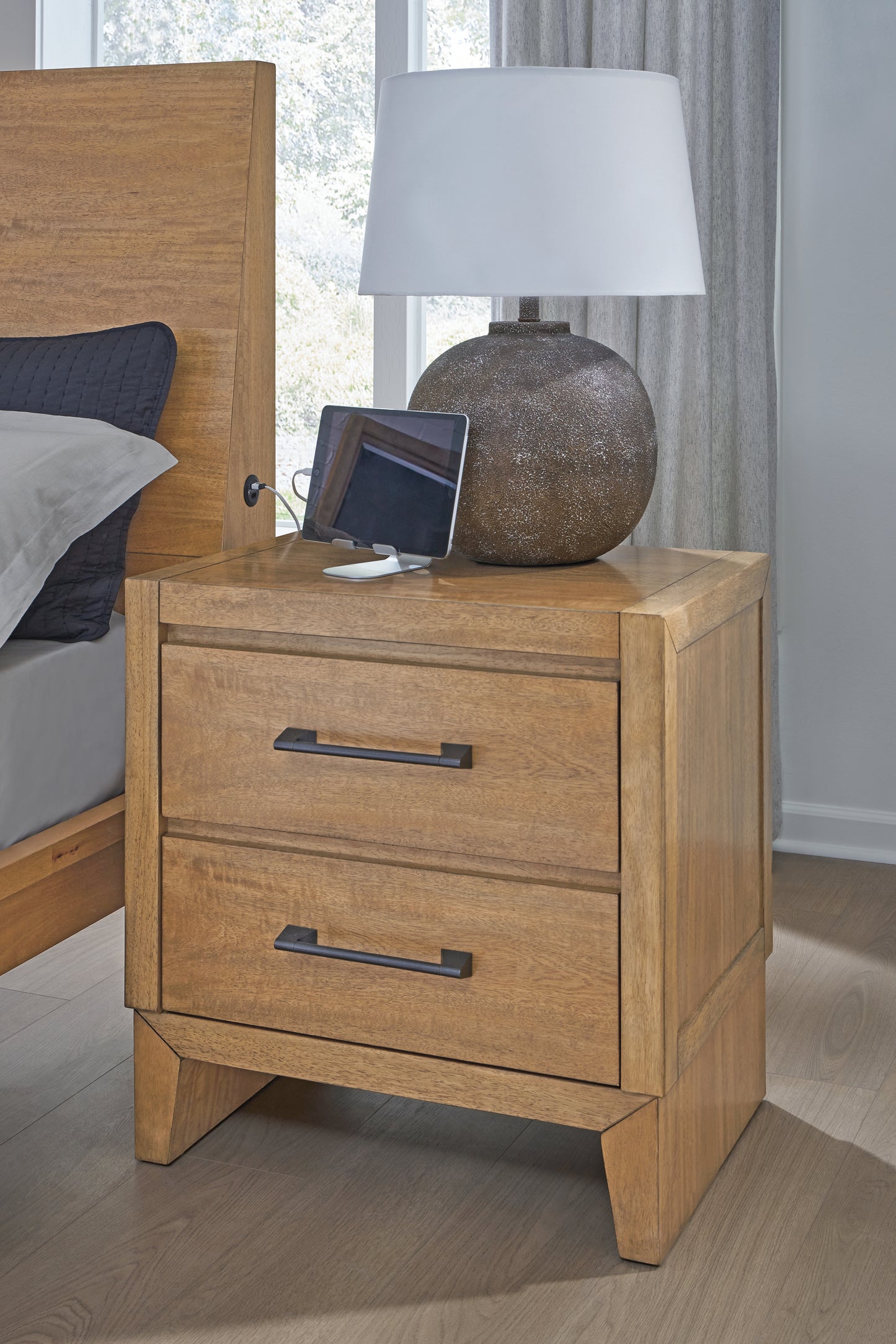 The Furniture Outlets - Ashley Furniture - Sherbana Bedroom - Two Drawer Night Stand / Light Brown - B833-92