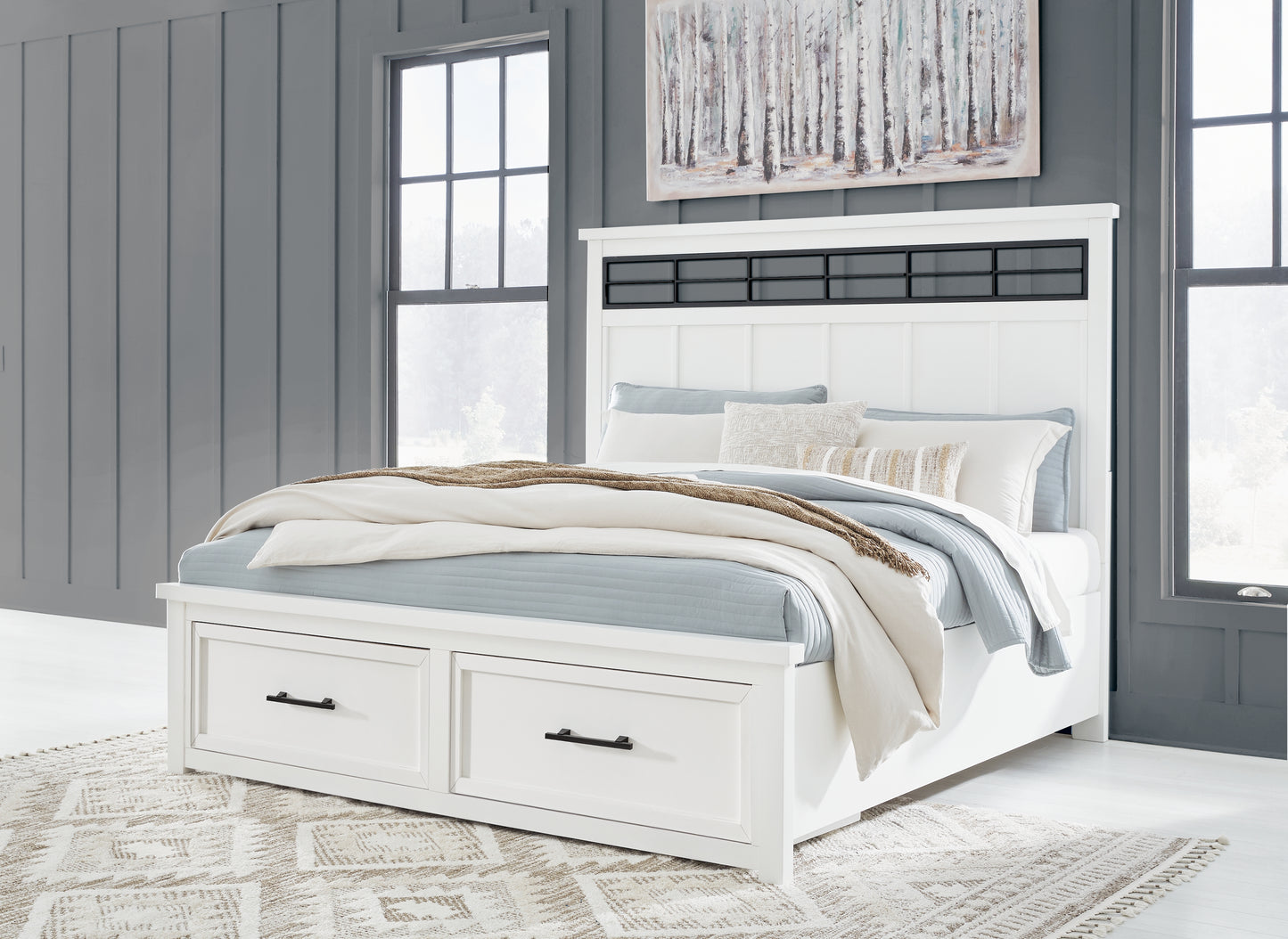 The Furniture Outlets - Ashley Furniture - Ashbryn Bedroom - California King Panel Storage Bed / White/Natural - B844B5