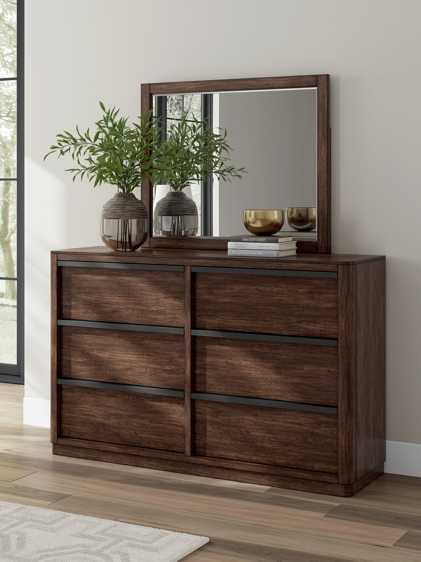 The Furniture Outlets - Ashley Furniture - Dilenno Bedroom - Dresser and Mirror / Dark Brown - PCB857B1