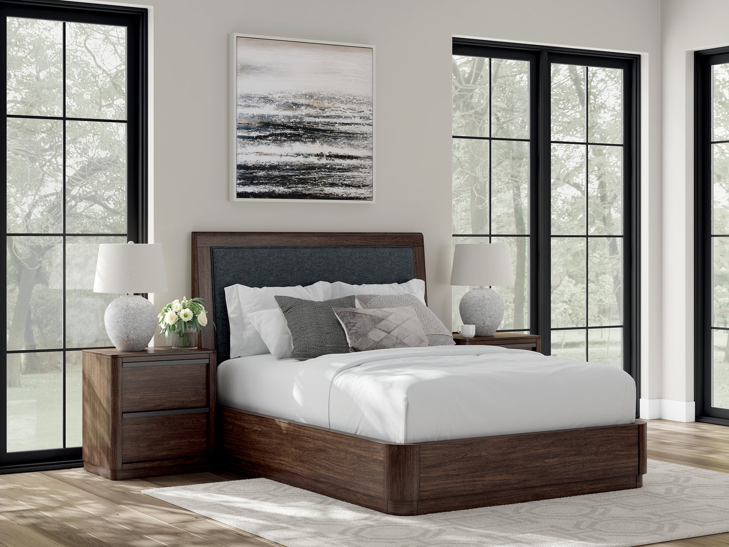 The Furniture Outlets - Ashley Furniture - Dilenno Bedroom - Queen Upholstered Panel Bed / Dark Brown - PCB857B4