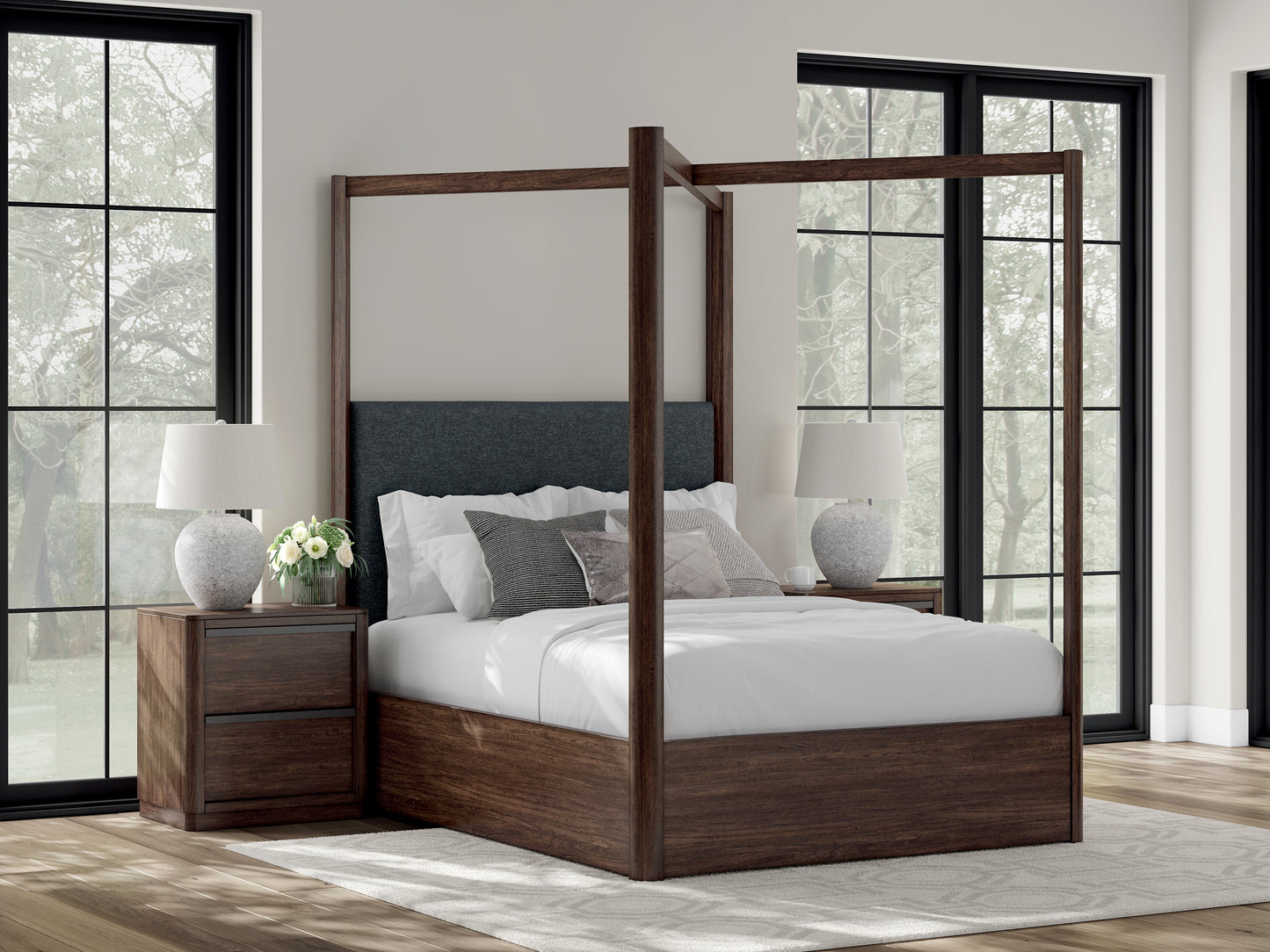 The Furniture Outlets - Ashley Furniture - Dilenno Bedroom - Queen Canopy Bed / Dark Brown - PCB857B2