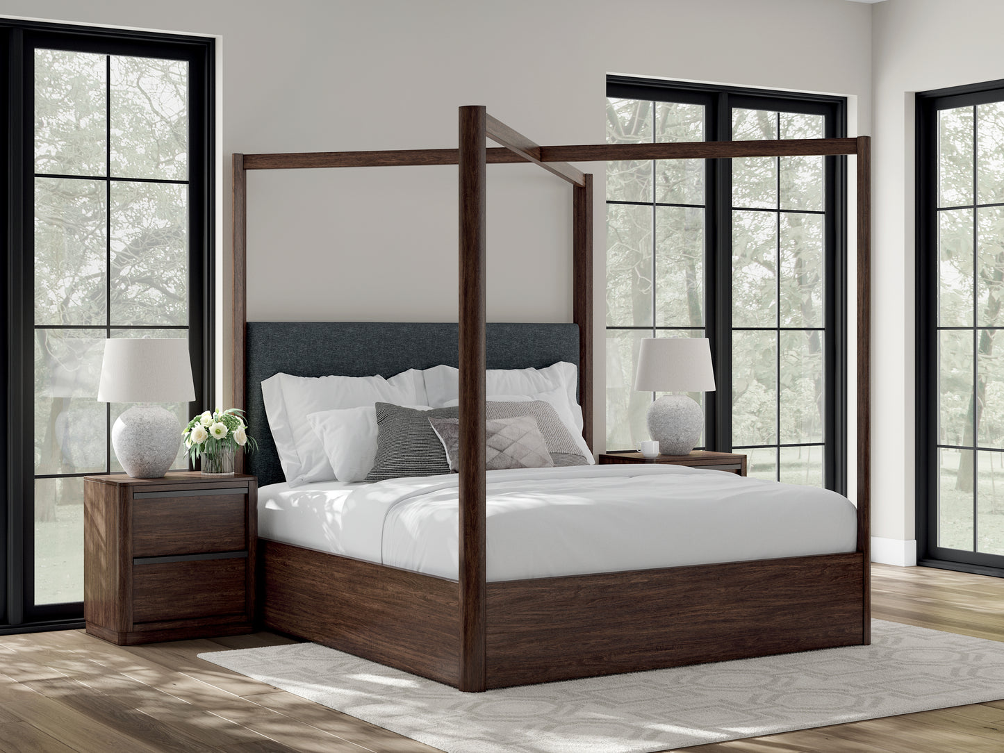 The Furniture Outlets - Ashley Furniture - Dilenno Bedroom - King Canopy Bed / Dark Brown - PCB857B6