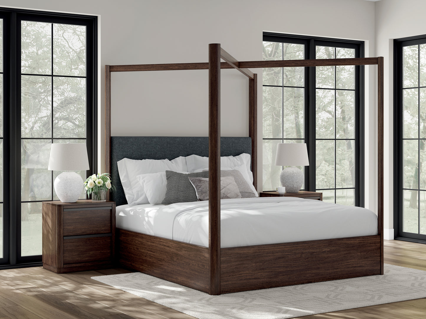The Furniture Outlets - Ashley Furniture - Dilenno Bedroom - California King Canopy Bed / Dark Brown - PCB857B7