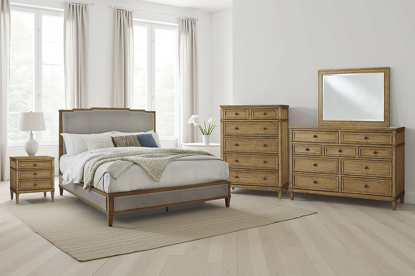 The Furniture Outlets - Ashley Furniture - Sharlance Bedroom - Queen Upholstered Panel Bed / Green/Brown - B895B2