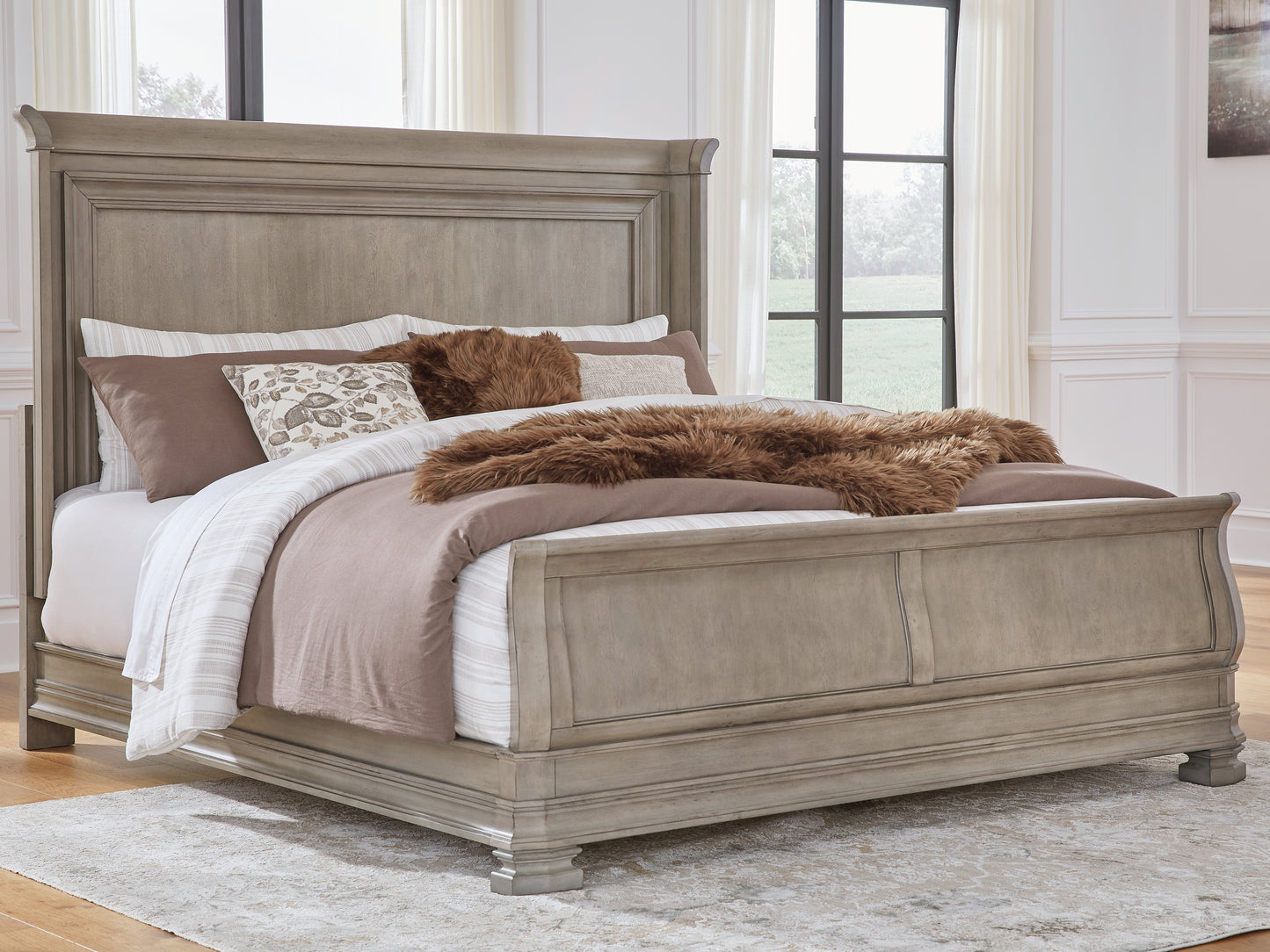 The Furniture Outlets - Ashley Furniture - Lexorne Bedroom - King Sleigh Bed / Gray - B924B4